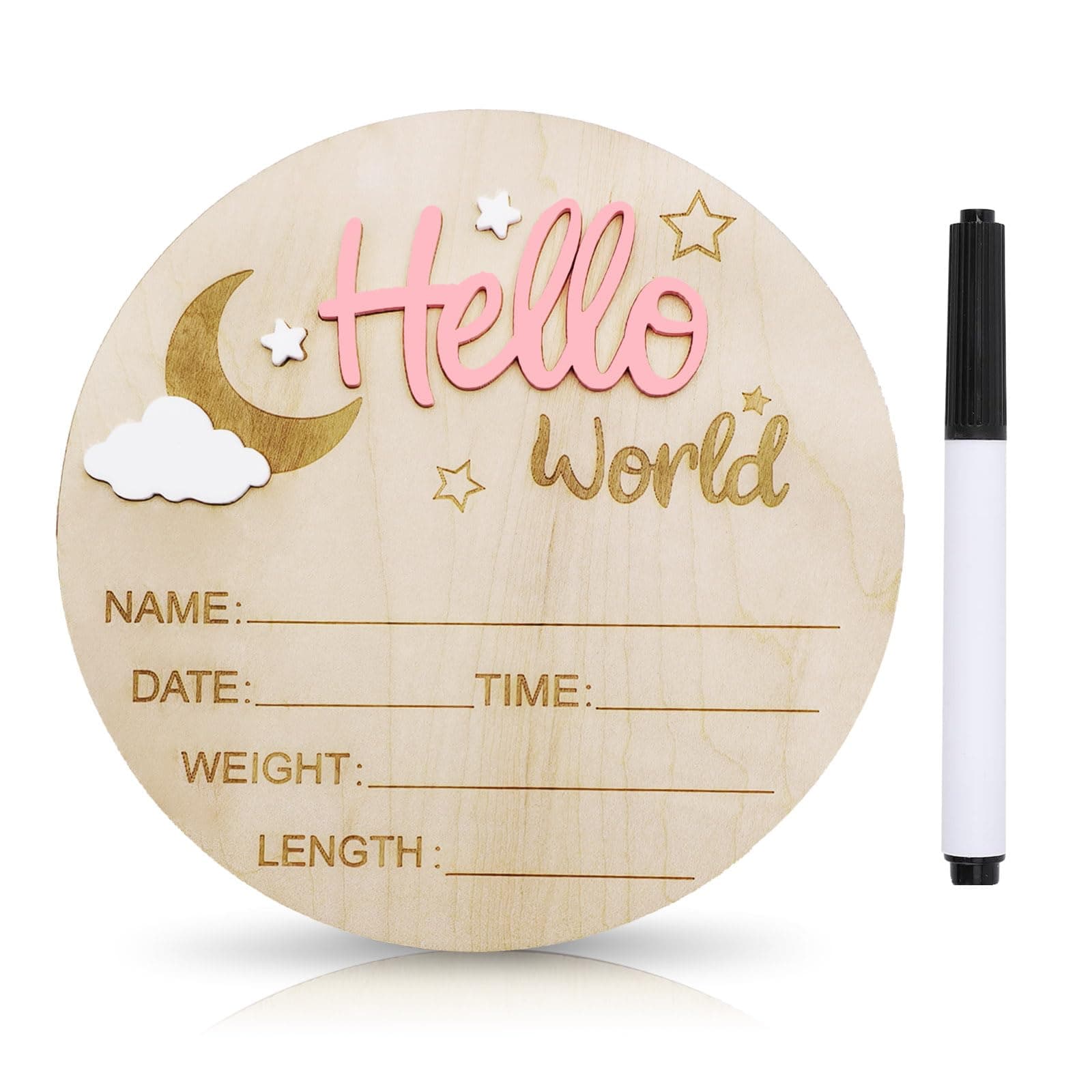 DUOJINSANXI Baby Announcement Sign (pink)