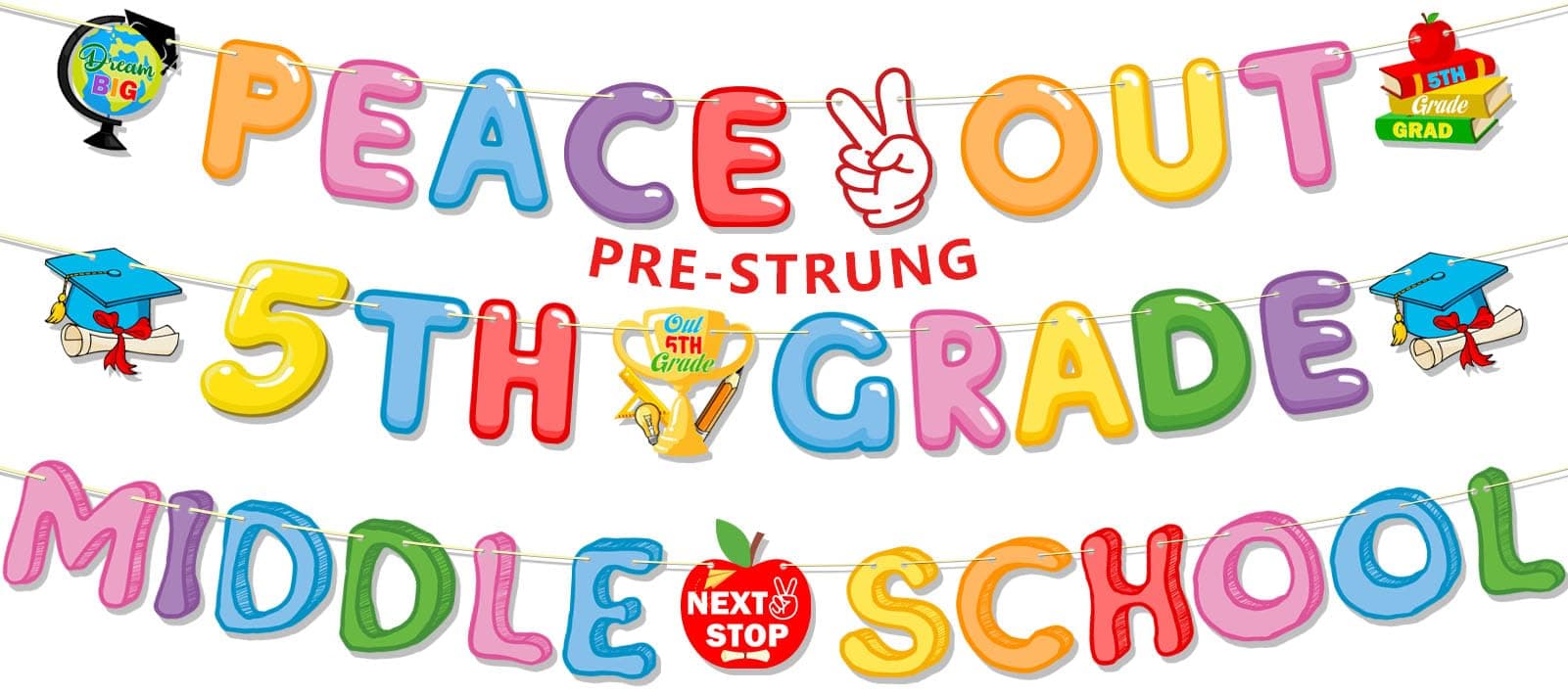 Ufocusmi 5th Grade Graduation Decorations Peace Out 5th Grade Banner