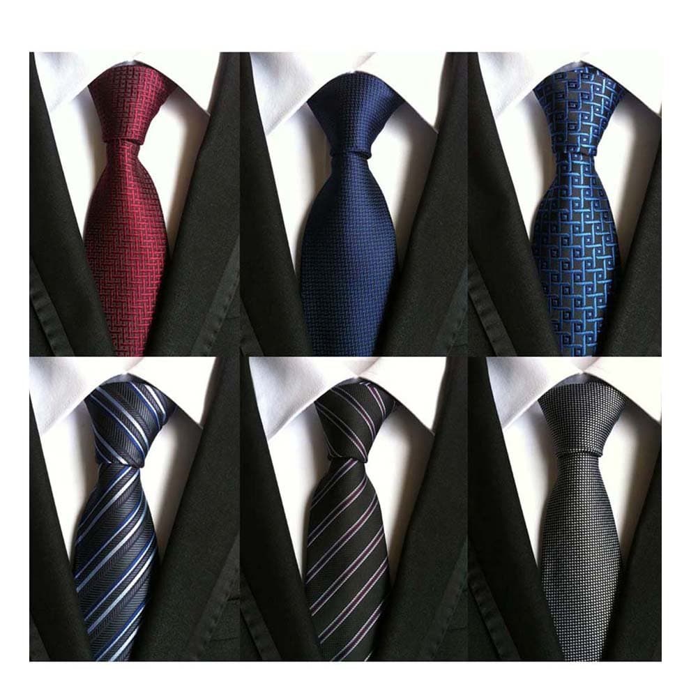 WeiShang Lot 6 PCS Classic Men's Silk Tie Necktie Woven JACQUARD Neck Ties, Style 014, Medium