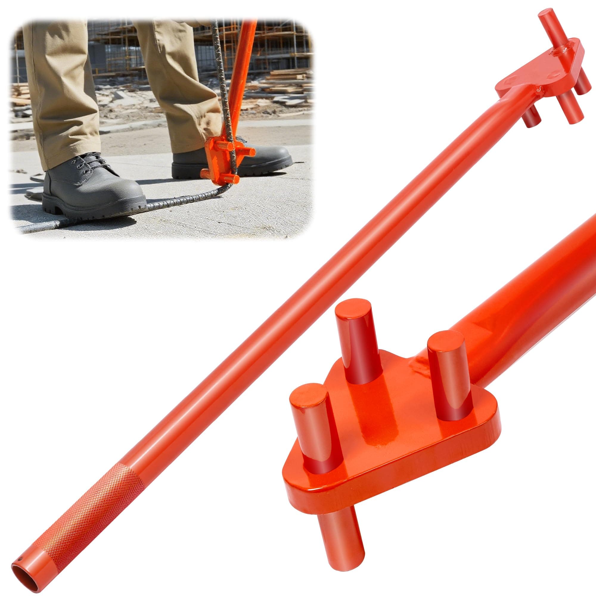 NiQinWuKin Manual Rebar Bender for Flat Steel and Steel Rod, Hand Operated Metal Bending Tool with Reverse Head, 5/8 Inch Capacity