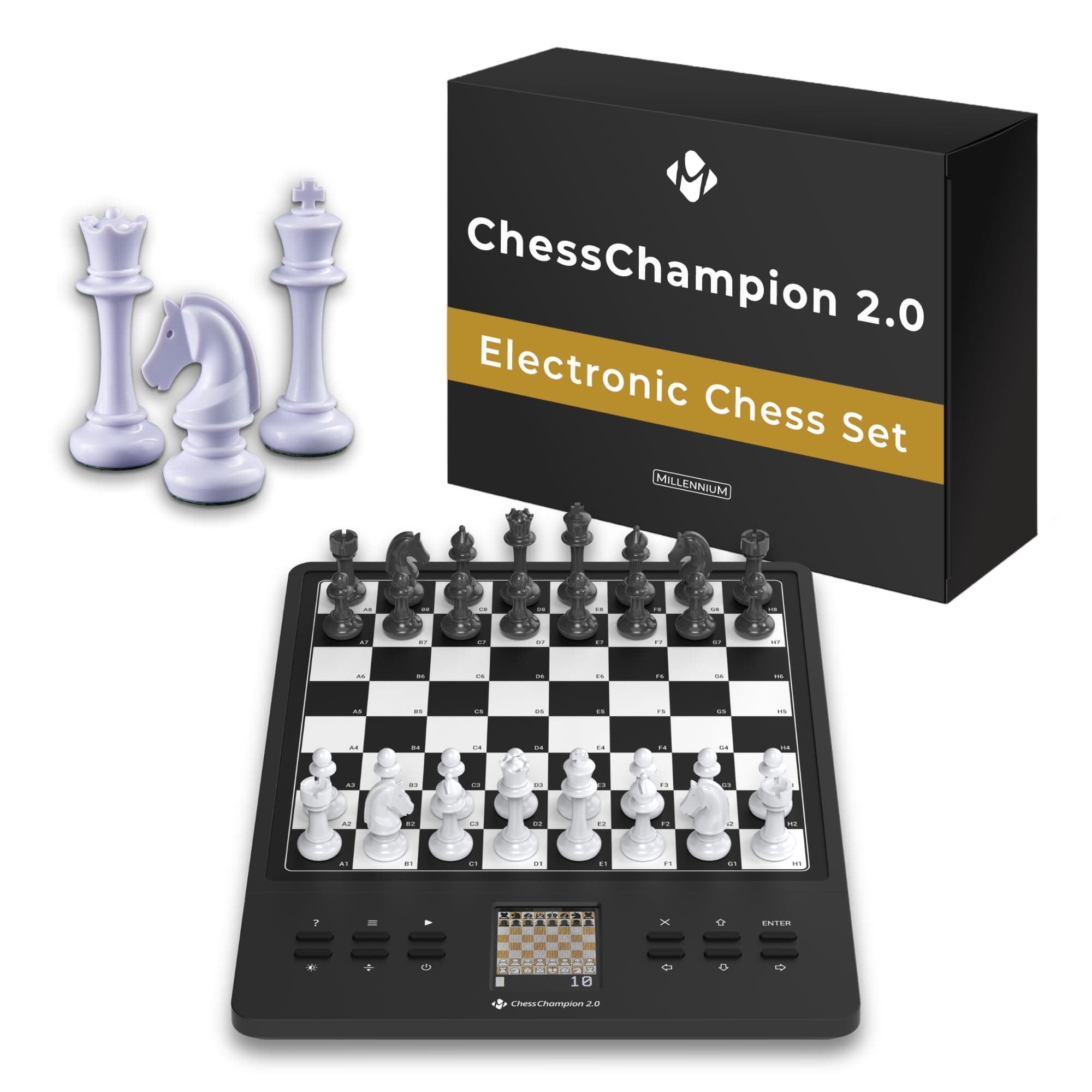 MILLENNIUM M808 ChessChampion 2.0- Your Smart Chess Trainer with Tips, Suggestions for Shots & Mini Games - Perfect for Beginners & Kids