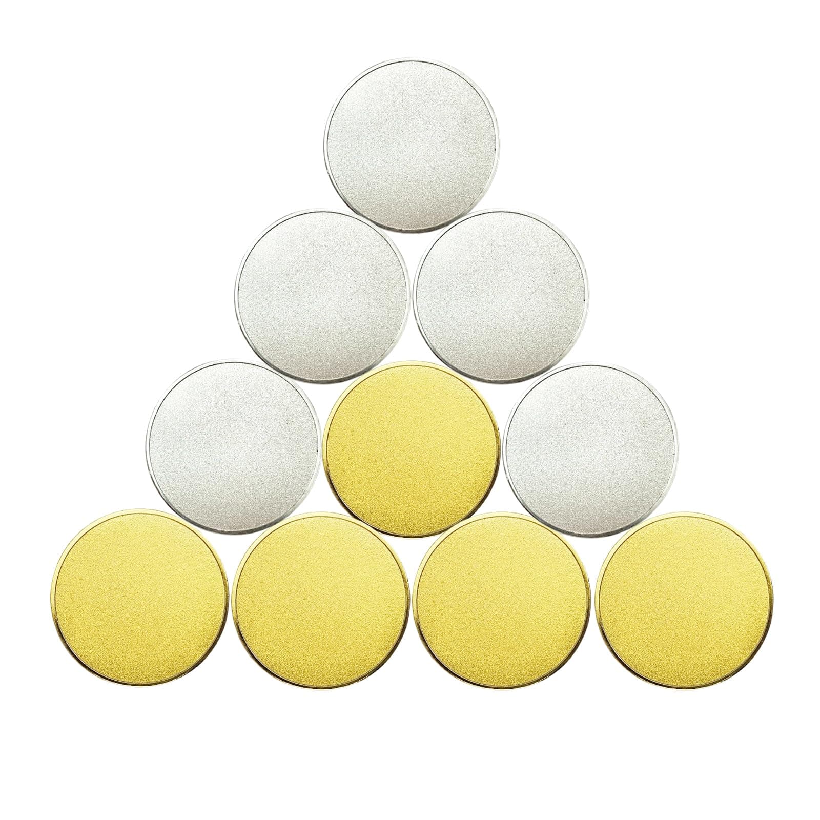 10 Pcs Blank Challenge Coins for Engraving, 40 mm 5 Each Gold/Silver Plated Engraving Blanks Coins with Transparent Plastic Case - Metal Laser Engravable Pattern for DIY Crafts Gifts