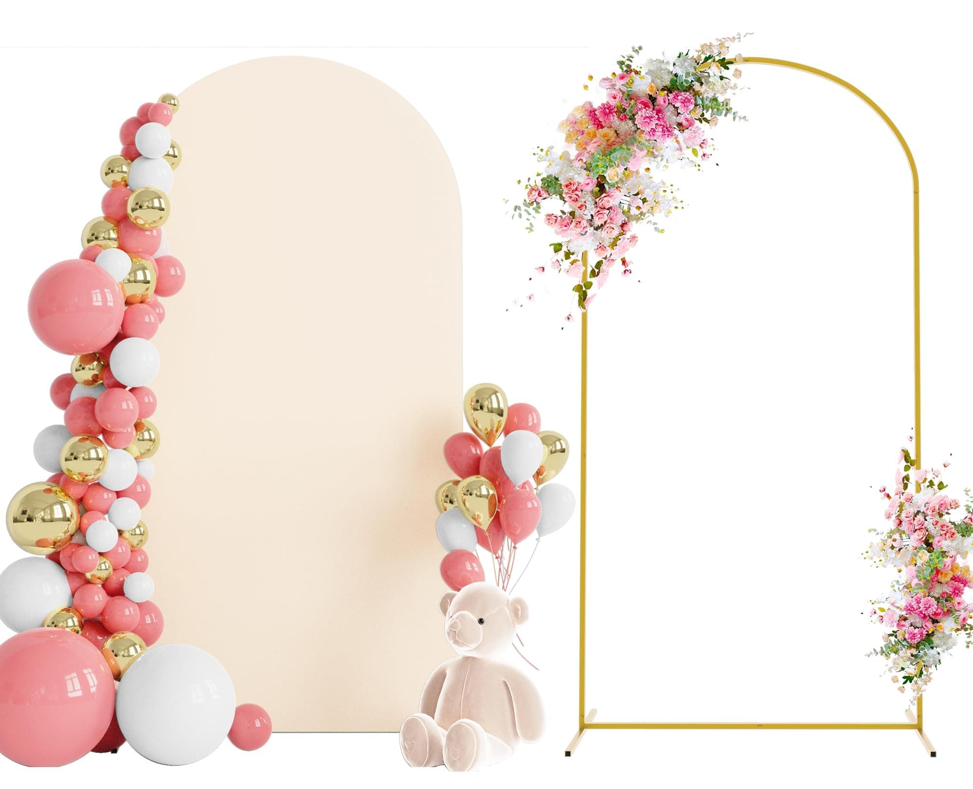Wokceer 6.6 FT Wedding Arch Backdrop Stand and Cover, Metal Arch for Birthday Party, Wedding Ceremony, Bridal Baby Shower, Event Decor