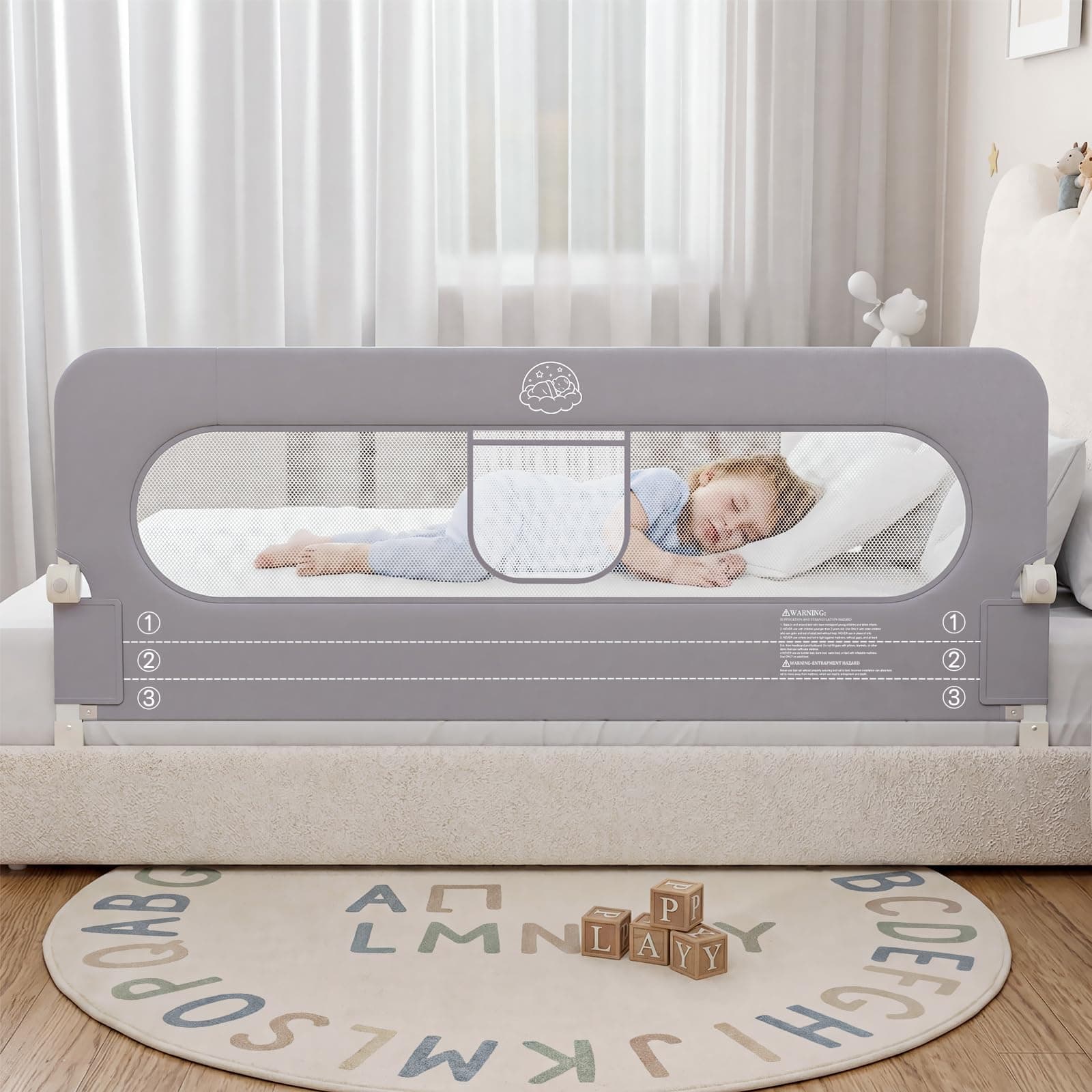 Toddler Bed Rails for Baby, 60in Foldable Bed Rail for Toddlers