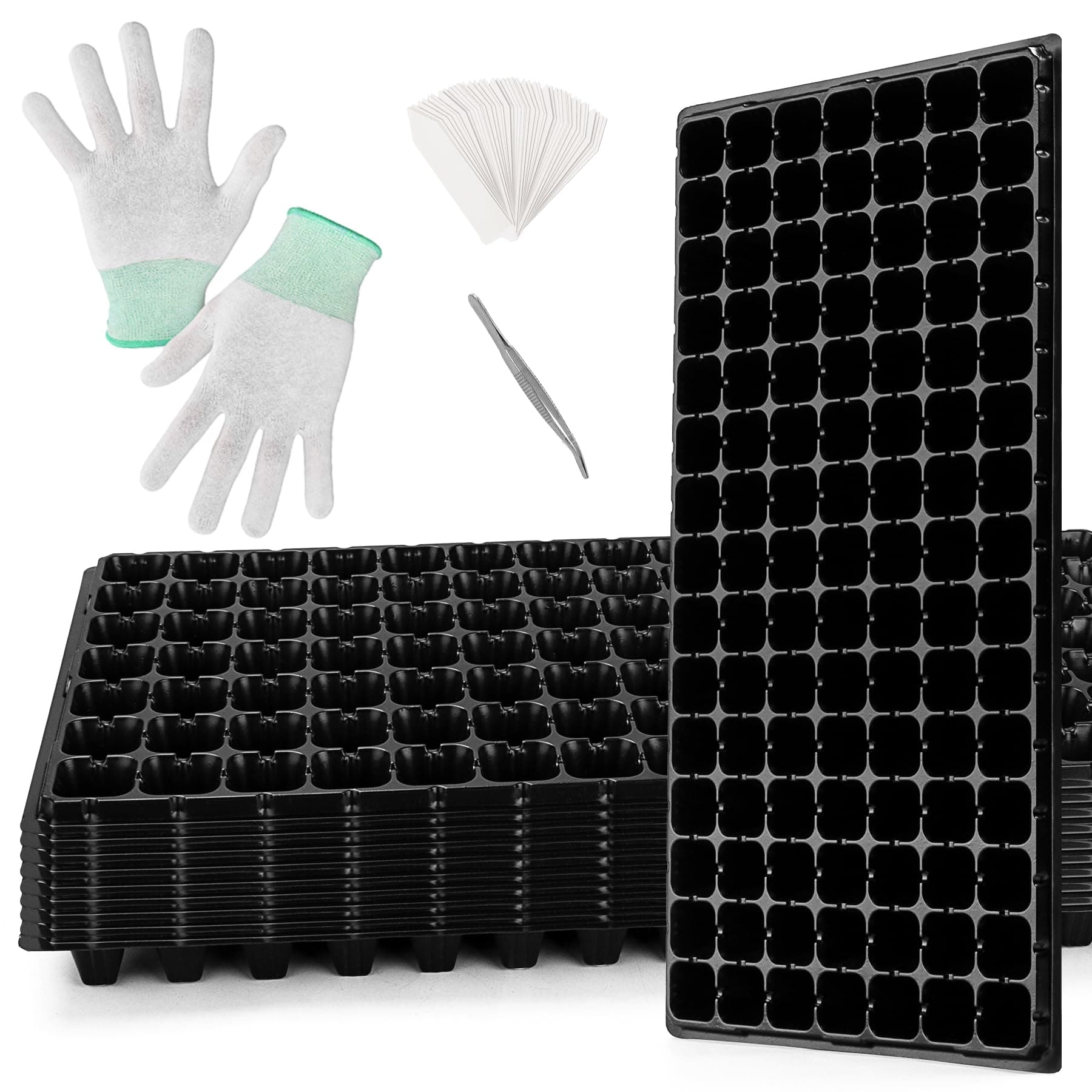 BVYA 10 Pack Deep 105 Cell Seedling Trays, Thick Durable 105 Cell Plug Tray Big Cell Seed Trays for for Seedling Germination