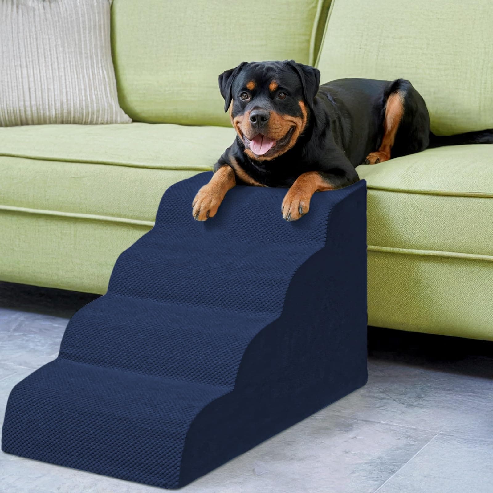 20.5 Inch Dog Stairs for Medium Dogs – Wide Non-Slip Pet Steps for High Beds & Tall Couches, High Density Foam with Gentle Slope for Senior Dogs, Washable Cover