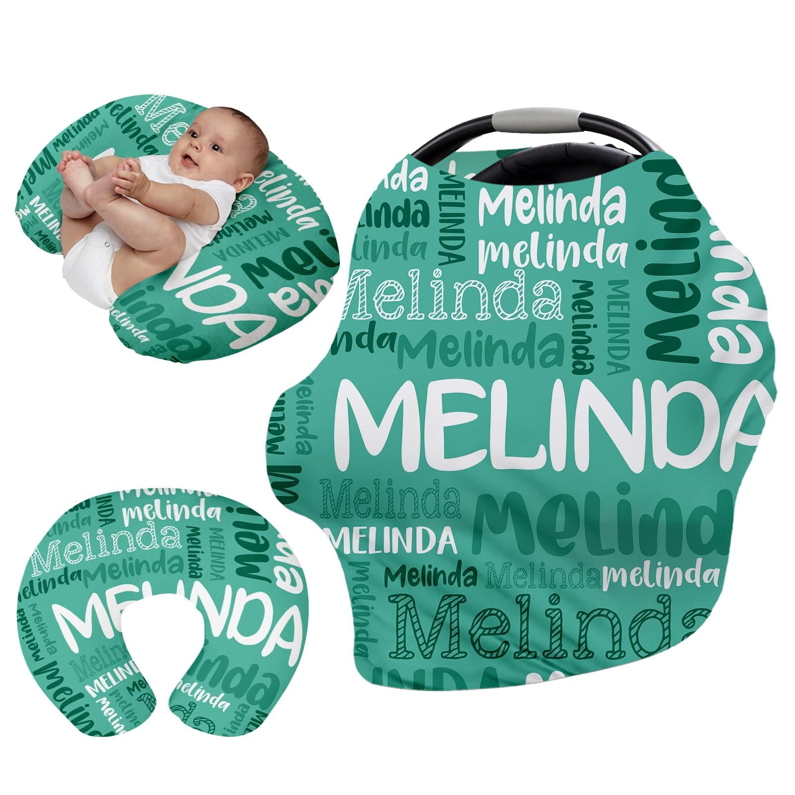 Personalised Car Seat Cover for Babies - Jungle Color Multi-use Carseat Canopy Cover with Name, Car Seat Covers, Christmas Birthday Gifts for Infant Boys and Girls(27"x29")