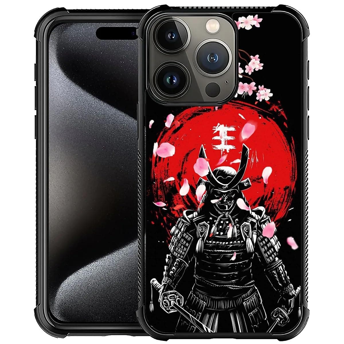FKBRCL4U for iPhone 16 Pro Max Case, Sakura Japanese Samurai Pattern Graphic Design Girl Boy Soft Silicone Hard Acrylic Shock Protection for iPhone 16 Pro Max