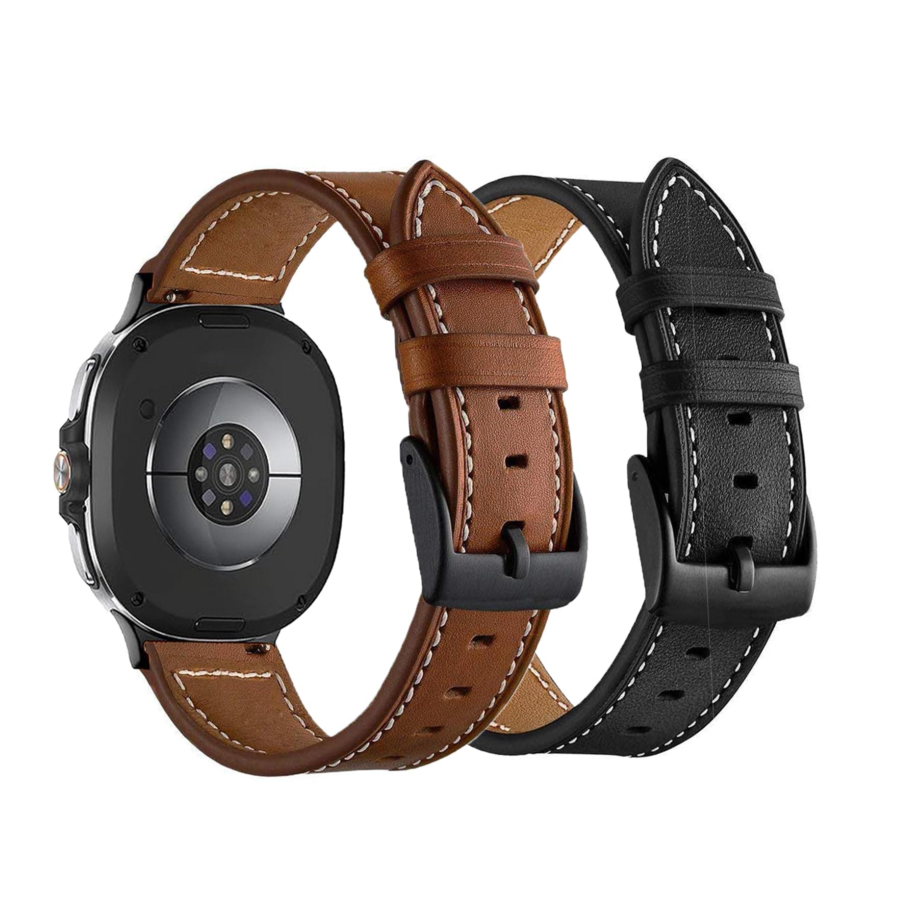 YEEJOK Compatible for Samsung Galaxy Watch 8 Bands Classic 46mm/Galaxy Watch 8 40mm 44mm Bands Leather Watch Straps Replacement for Men Women Smartwatch Accessory-Black Buckle