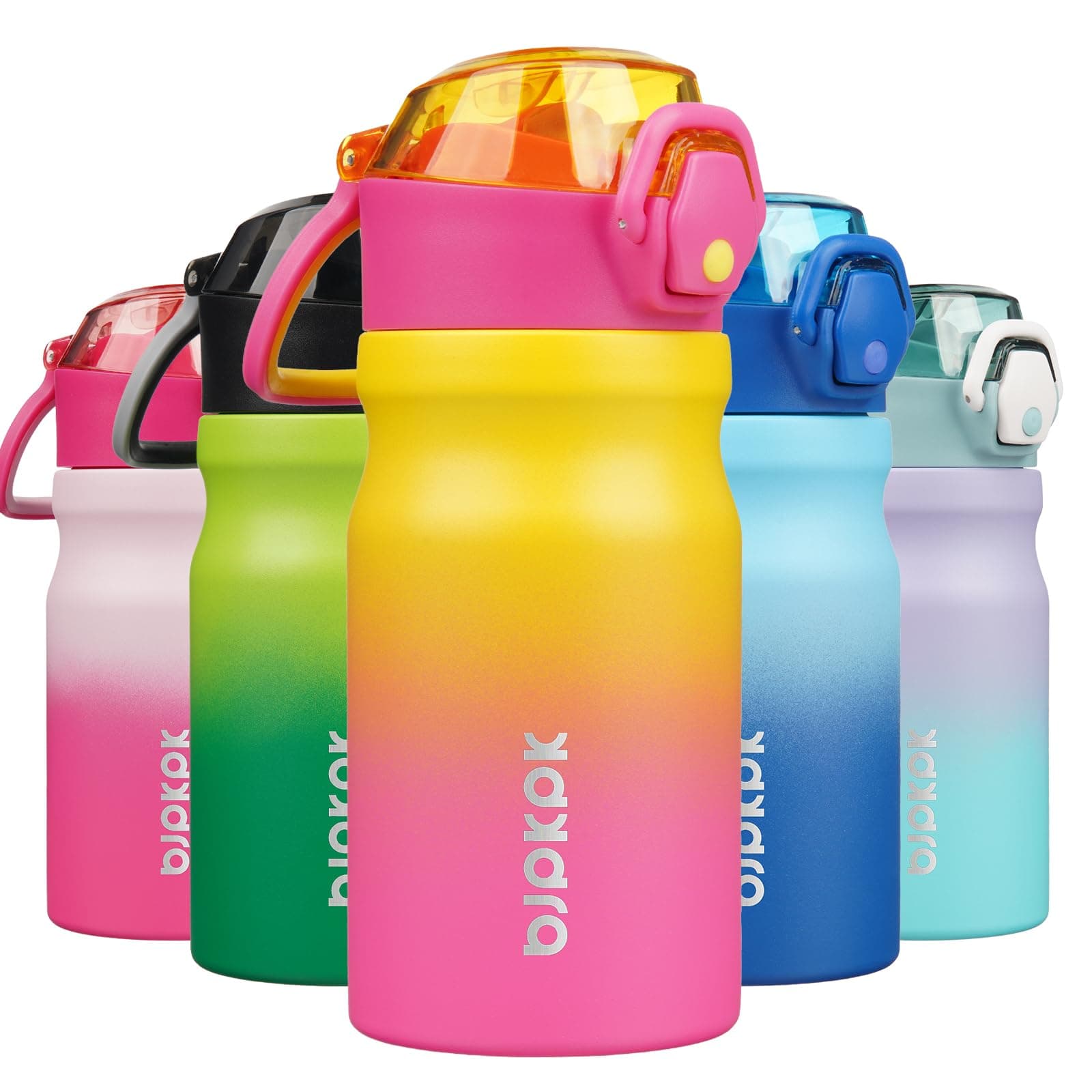BJPKPK 14 oz Insulated Water Bottle, Straw, Handle, Stainless Steel Flask