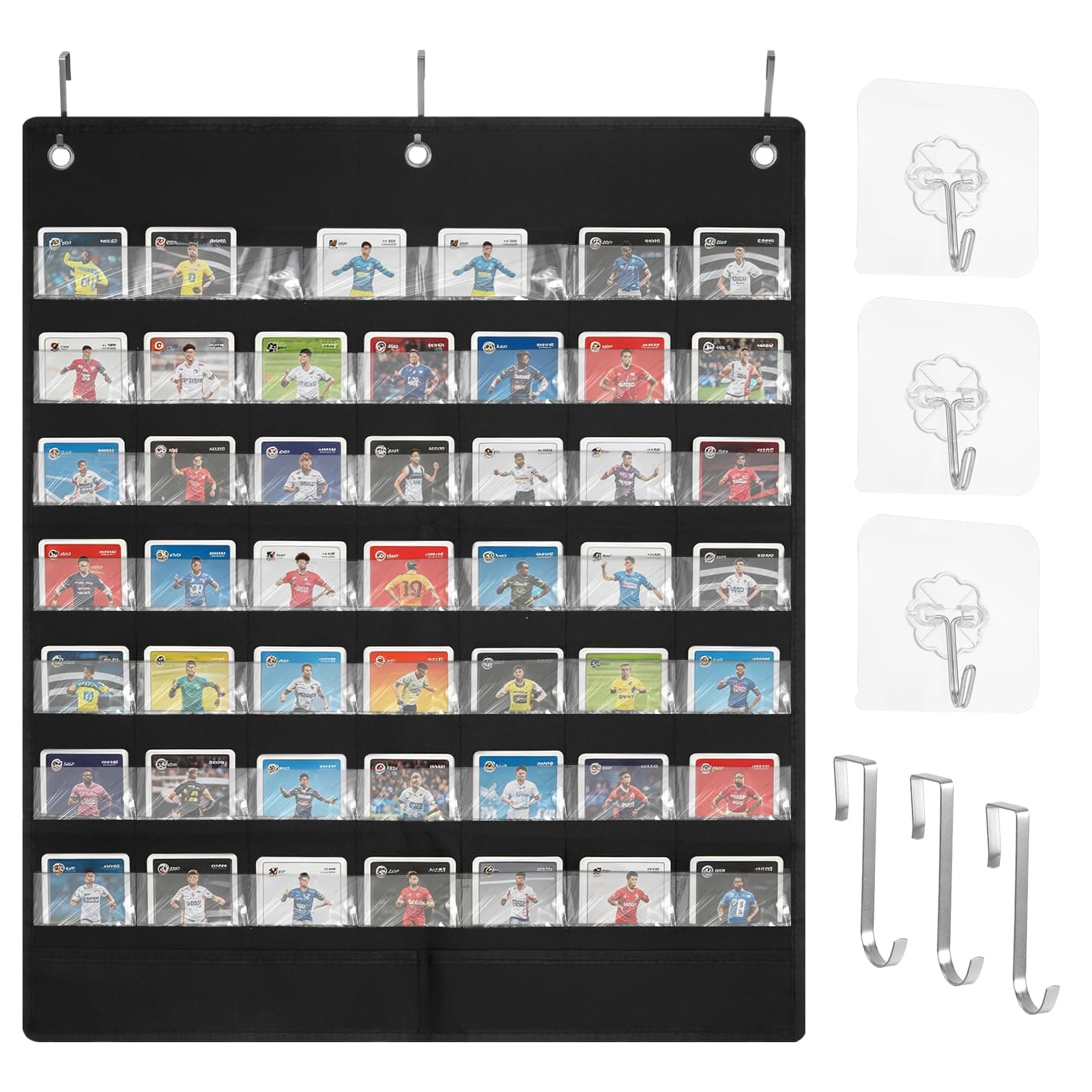 Wopgrty 46 Pockets Cards Display Case Clear Wall Hanging Storage Bag for PSA/BGS/CGC Slabs Protect and Showcase Trading Baseball Football and Basketball Sports Collectible Graded Cards