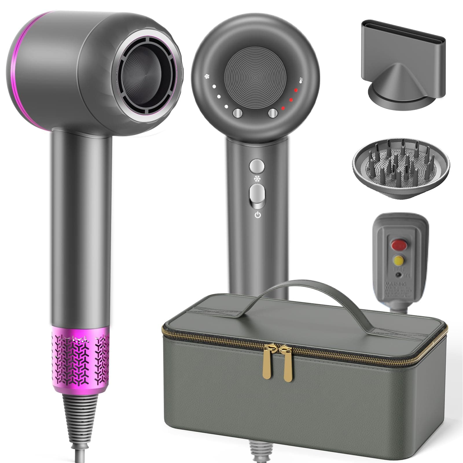 NUTROMO Hair Dryer with Carry Case,160,000 RPM High Speed Ionic Blow Dryer