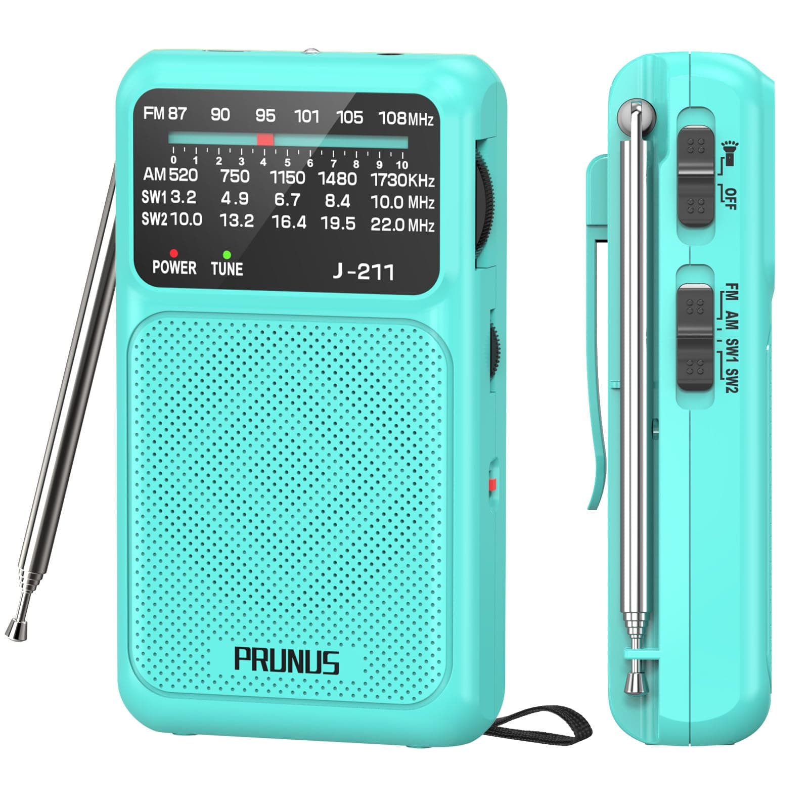 PRUNUS J-211 Pocket Radio AM FM USB-C Charging& Battery Operated