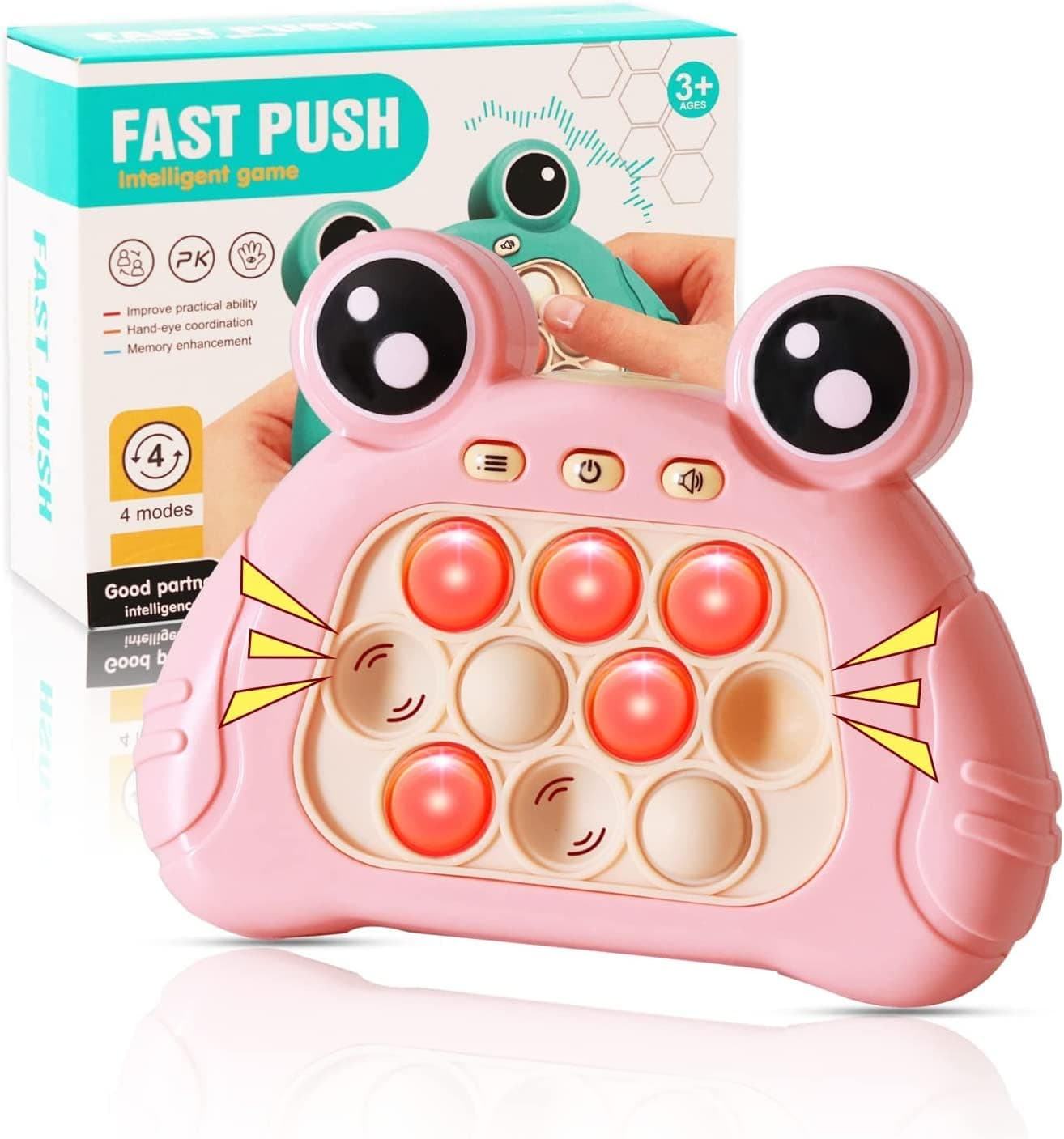 KLQQLK Pop Fidget Toy, Handheld Game, Sensory Fidget Toys for Adult Kids 5-12, Electronic Quick Push Game, Birthday Gifts for Toddler Kids Boys and Girl Age 5 6 7 8 9 10+ Year Old (Pink)