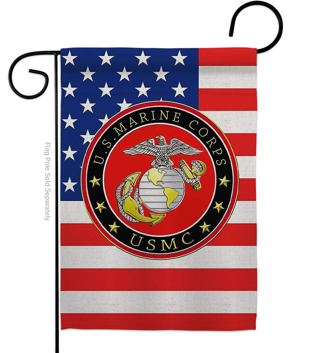 US MILITARY USMC Semper Fi Marine Corps Flag Armed Forces Double-Sided Lawn Decoration Gift House Garden Yard Banner United State American Military Veteran, 12" x 18.5 Made in USA