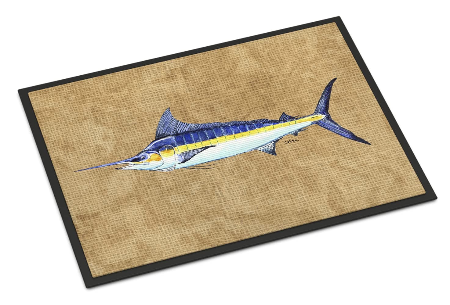 Caroline's Treasures 8818JMAT Blue Marlin Doormat 24x36 Front Door Mat Indoor Outdoor Rugs for Entryway, Non Slip Washable Low Pile