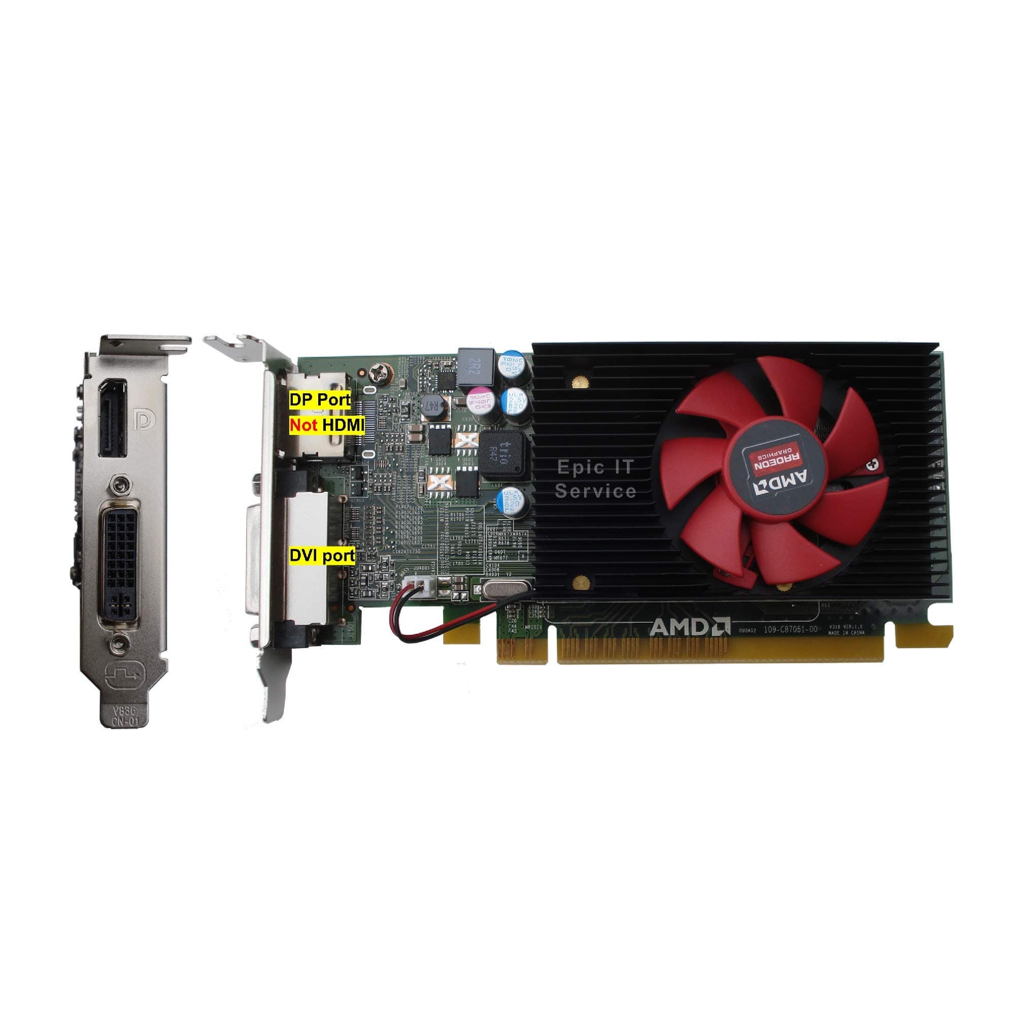 Epic IT Service - AMD Radeon R5 340X 2GB GDDR3 with DP/DVI (half size bracket, for SFF computer only), supports 4K via DP connection, gaming