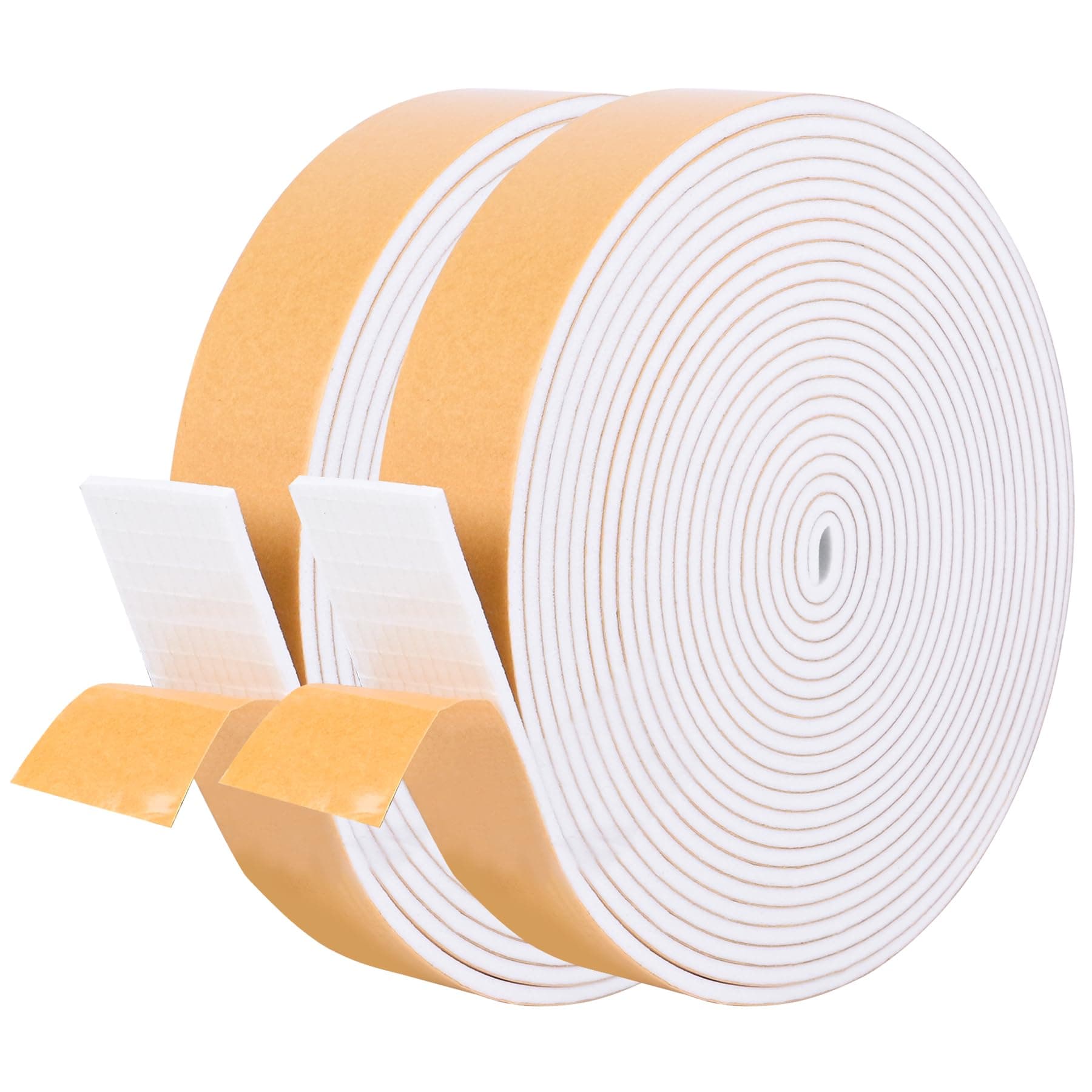 Kikerike Self Adhesive Foam Tape Weatherstrip 1in x 1/8in x 33Ft High Density Foam Insulation Strips Foam Seal Weather Stripping with Strong Adhesive for Door and Window Sound Isolation Soundproofing