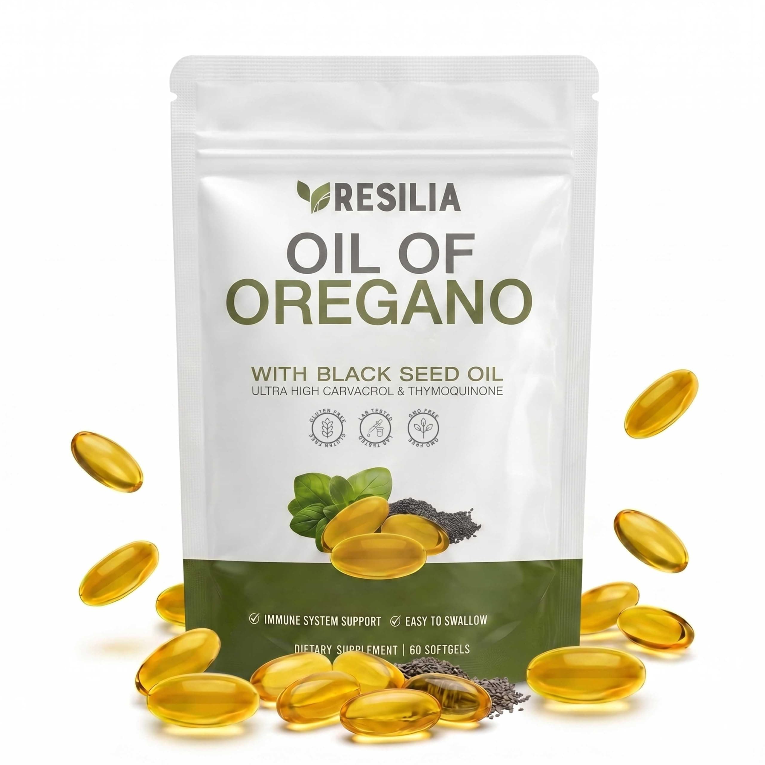 Resilia Oil Of Oregano Softgels with Black Seed Oil - 60 Softgels