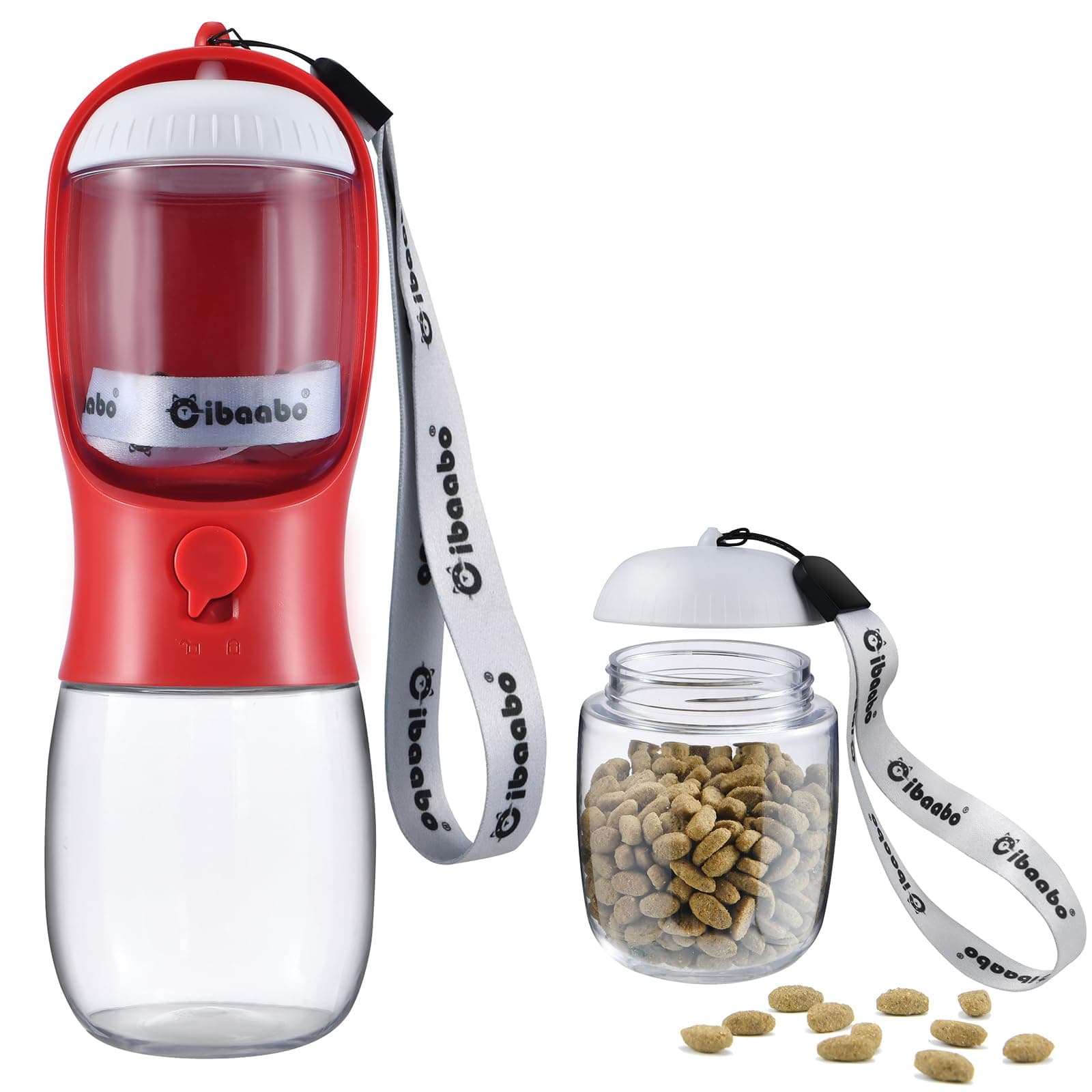 Cibaabo Dog Water Bottle with Food Container, Travel Puppy Water Bowl, Portable Pet Dispenser, Dog Gift, Puppy Essentials for Yorkie Chihuahua Walking and Hiking