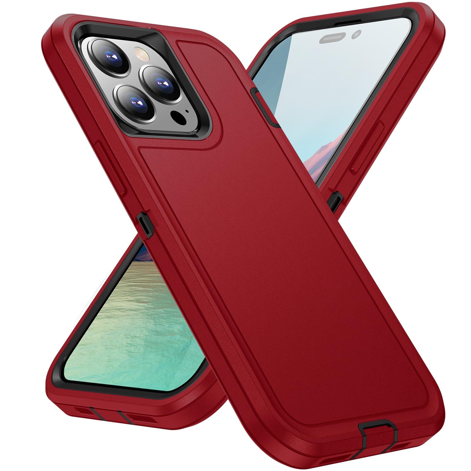 IDYStar for iPhone 14 Pro Max Case for Men,Hybrid Drop Test Heavy Duty Sturdy Shockproof Slim Fit Protective Phone Cover for iPhone 14 Pro Max 6.7 inch,Red/Black