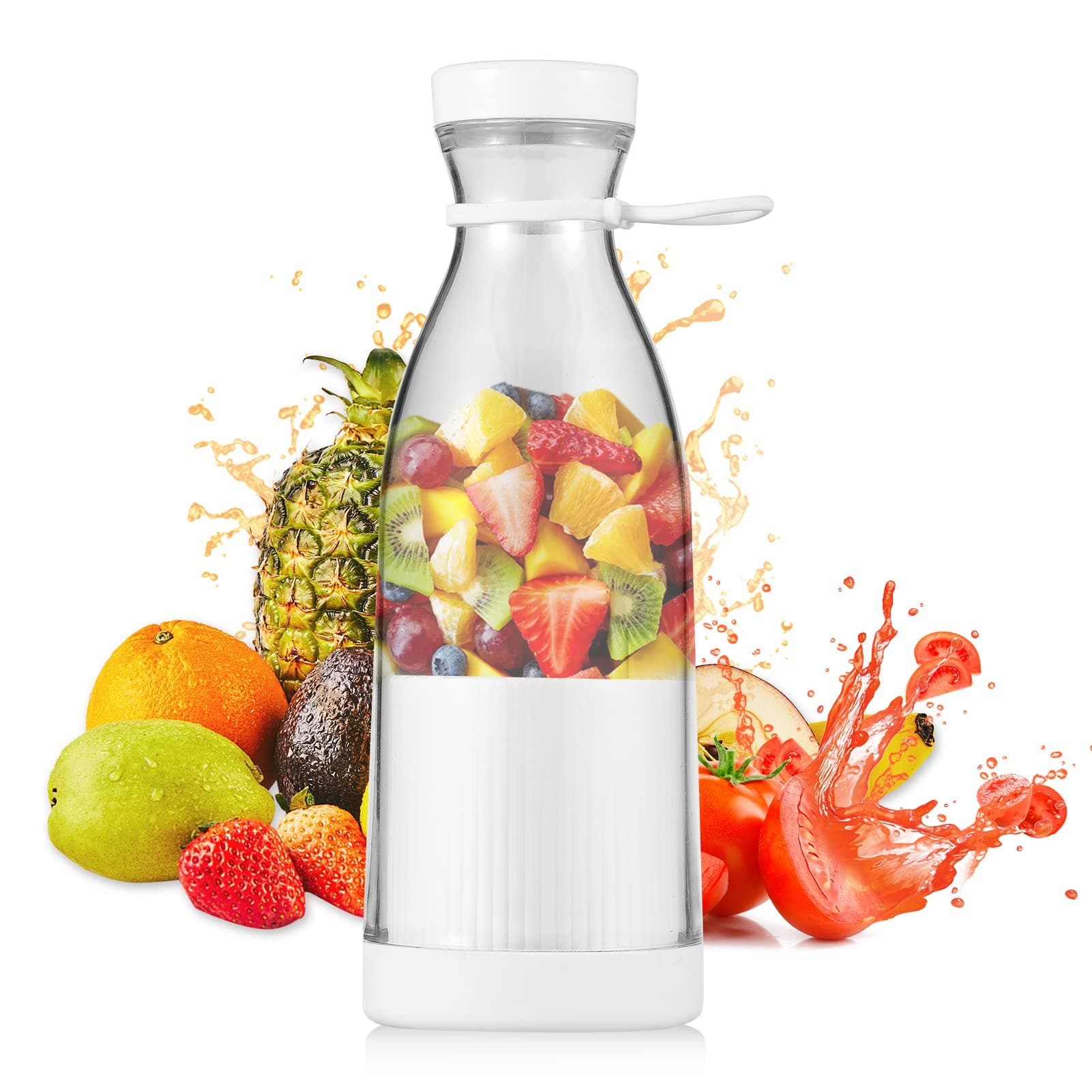 Portable Mini Electric Blender 420ml Juicer Cup 6 Blades for Smoothie Milkshake Juice Baby Food Built-in Rechargeable Battery for Travel Sports Kitchen Office Outdoors