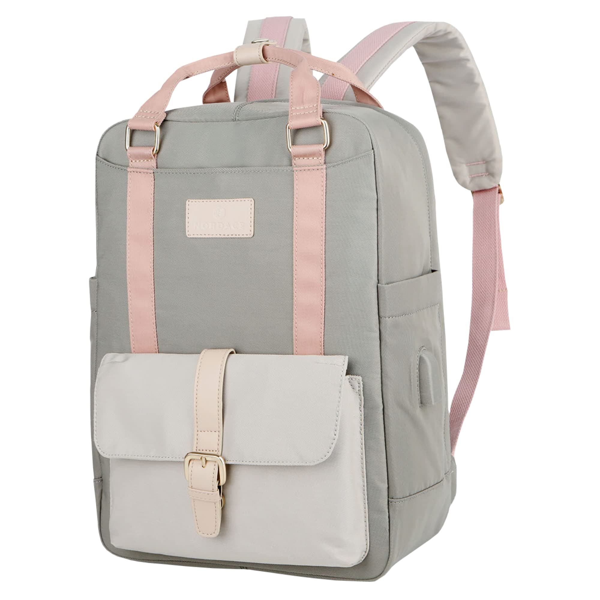 Nordace Eclat Lightweight Laptop Backpack with USB Charging Port for Everyday, Commute, or Work - 15.6 Inch, Gray, Medium, Travel Backpacks