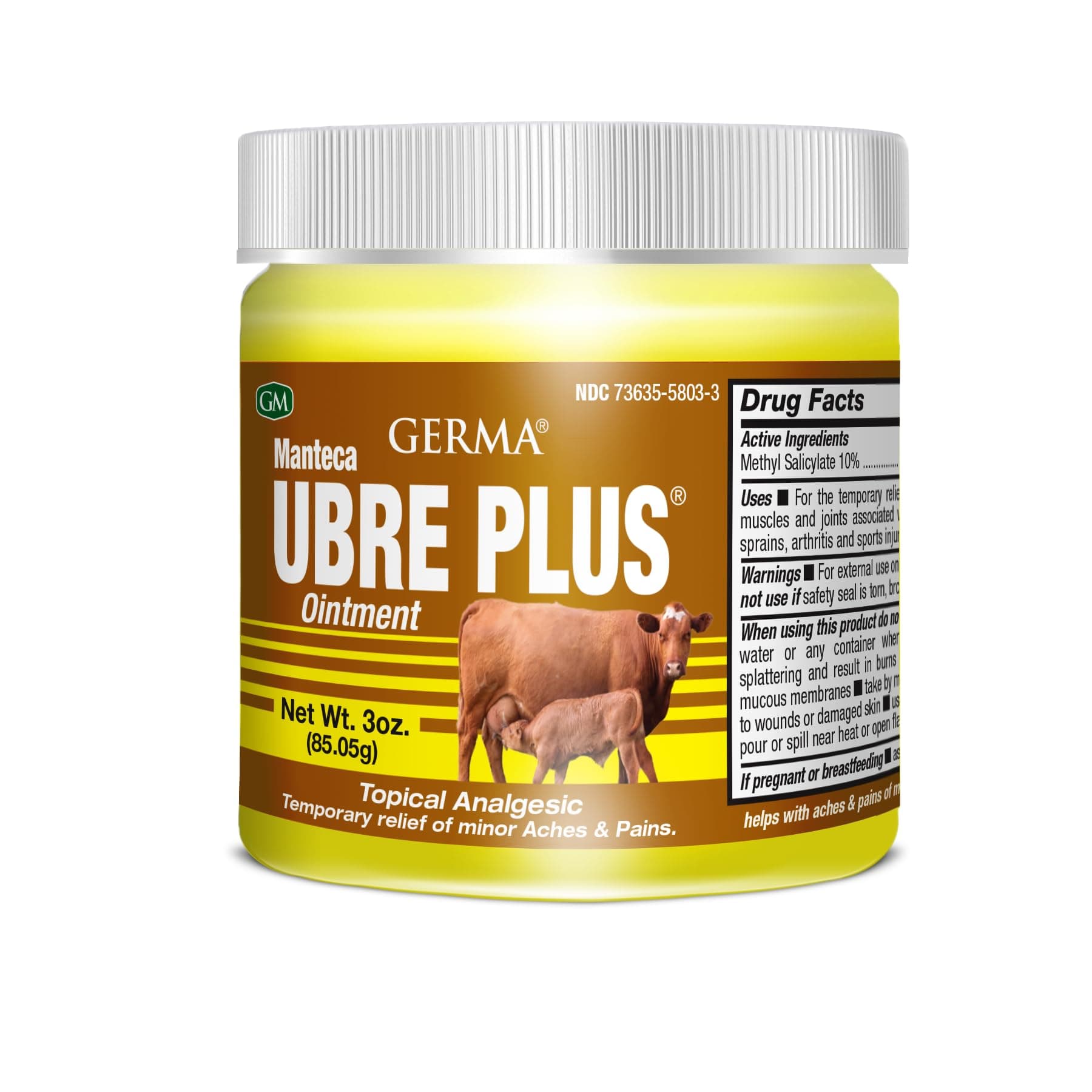 Germa Manteca Ubre Plus (Yellow) – Intensive Skin Softening Ointment & Soothing Body Butter – Enriched with Eucalyptus & Arnica – Traditional Moisturizer for Dry Skin – 3 oz (85g)