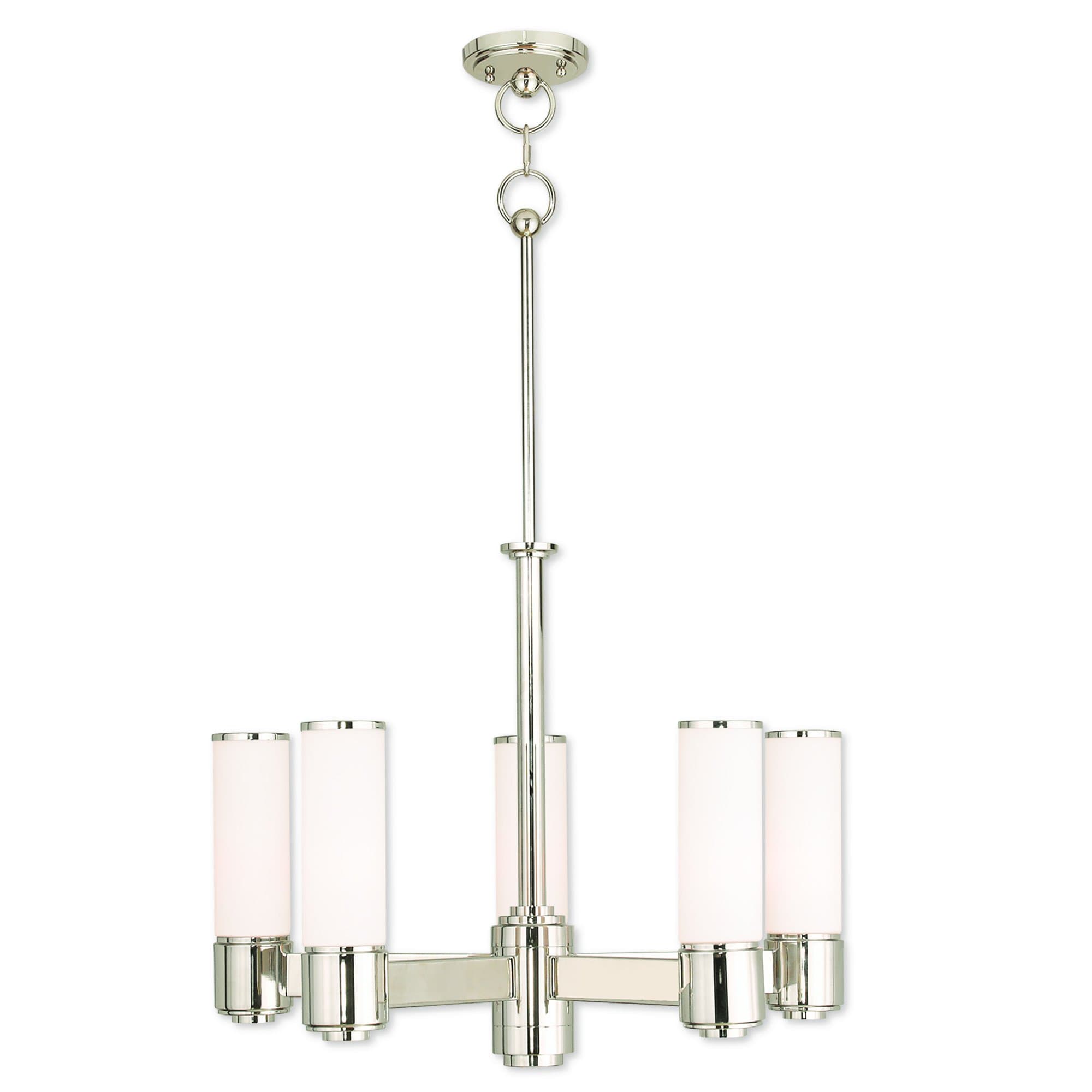 Livex Lighting 52105-35 Contemporary Modern Five Light Chandelier from Weston Collection in Polished Nickel Finish