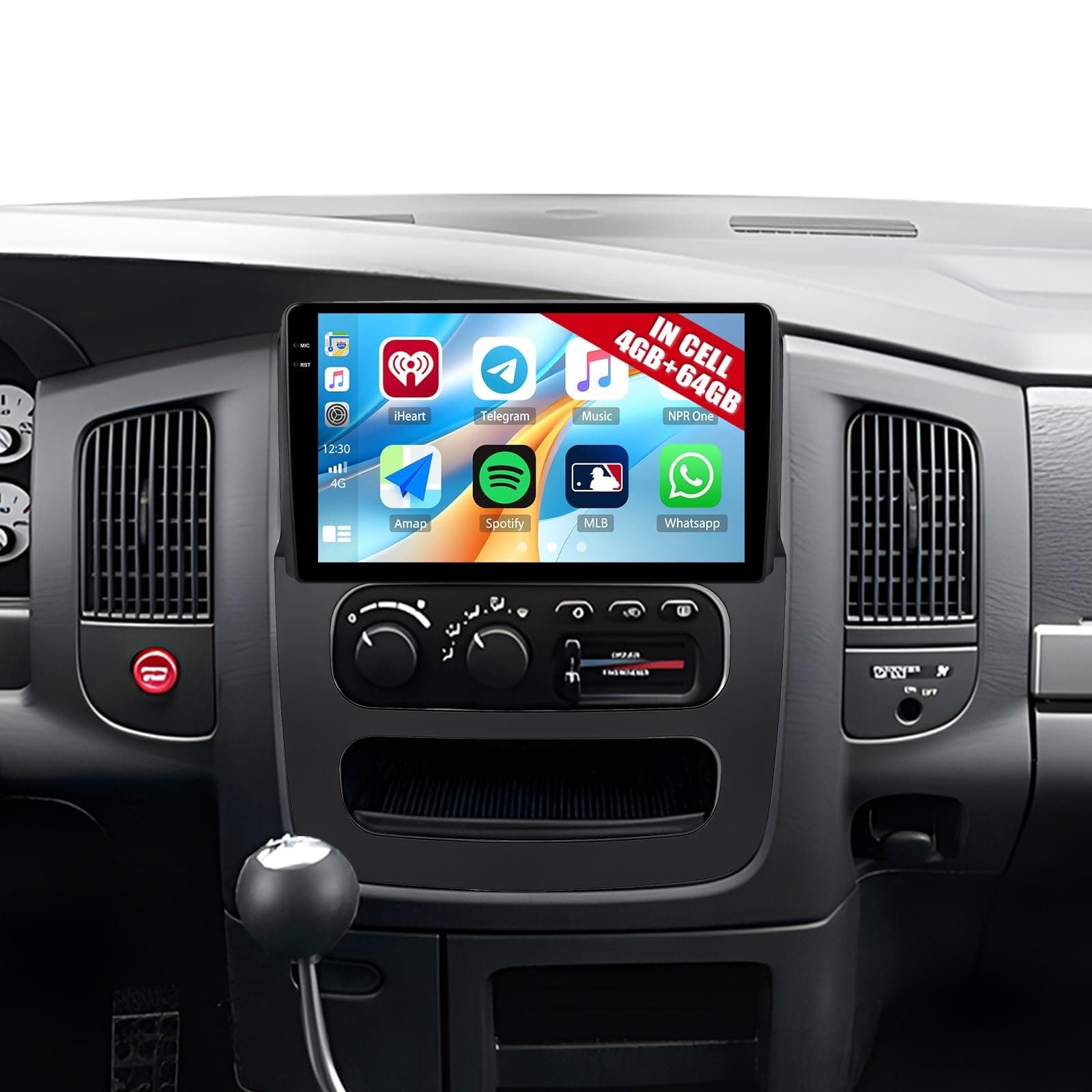 CAMECHO 4G+64G Android Car Radio Stereo for Dodge RAM 1500 2500 3500 2002-2005 Wireless CarPlay Android Auto, 9 inch in-Cell 1280 * 720 Touch Screen Head Unit with Bluetooth GPS WiFi FM Backup Camera