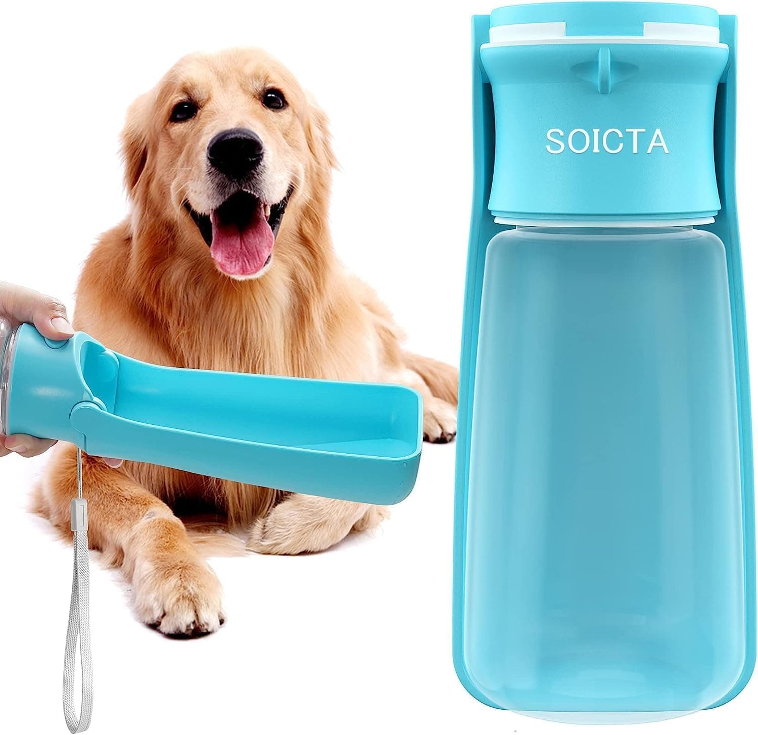 Dog Water Bottle, Portable Pet Water Dispenser for Dog, Leakproof Travel Pet Feeder for Small & Medium & Large Dogs, Cats, Puppy, Small Animal for Outdoor Walking, Hiking (19OZ Blue)