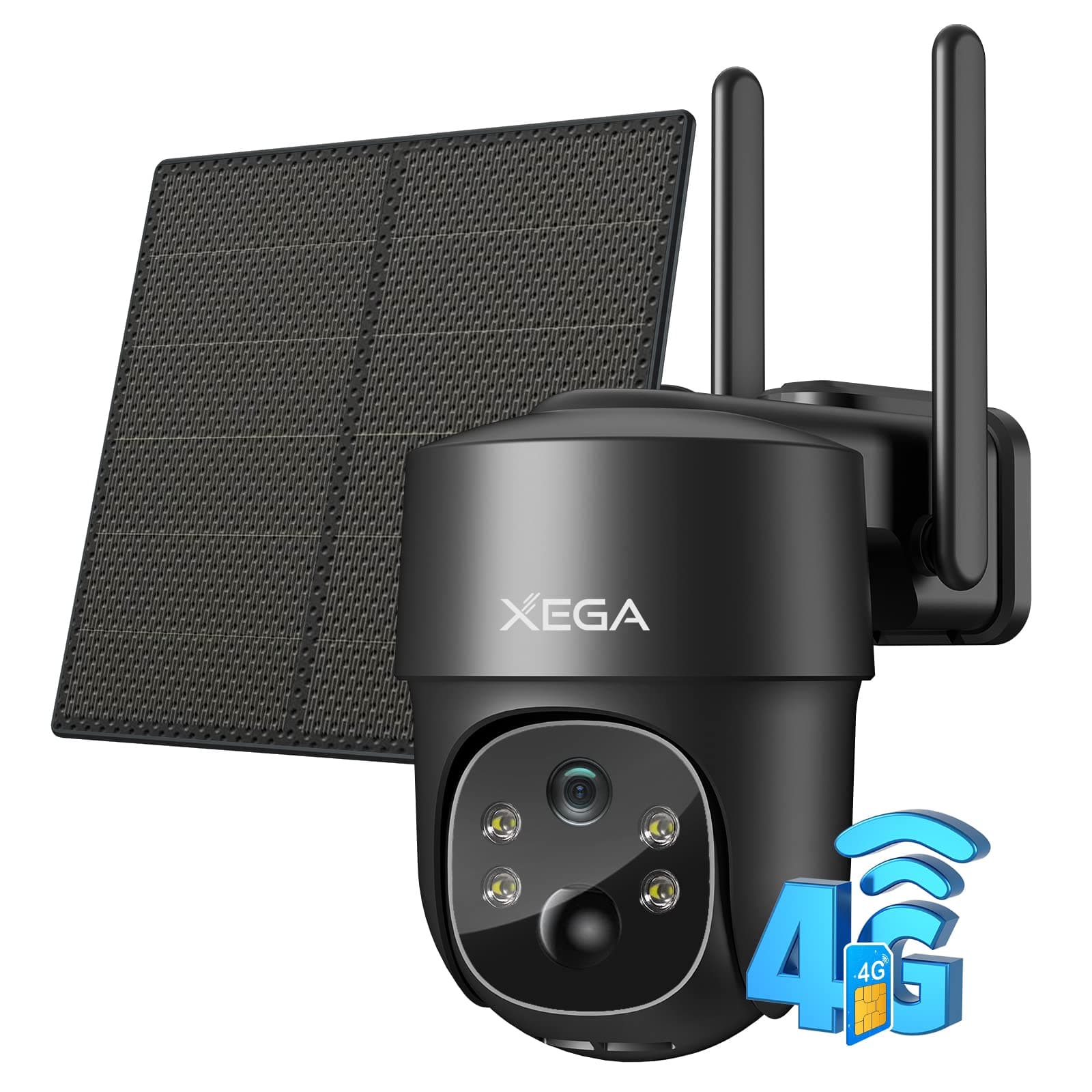 Xega 4G LTE Solar Security Camera with SIM Card, No WiFi Needed CCTV