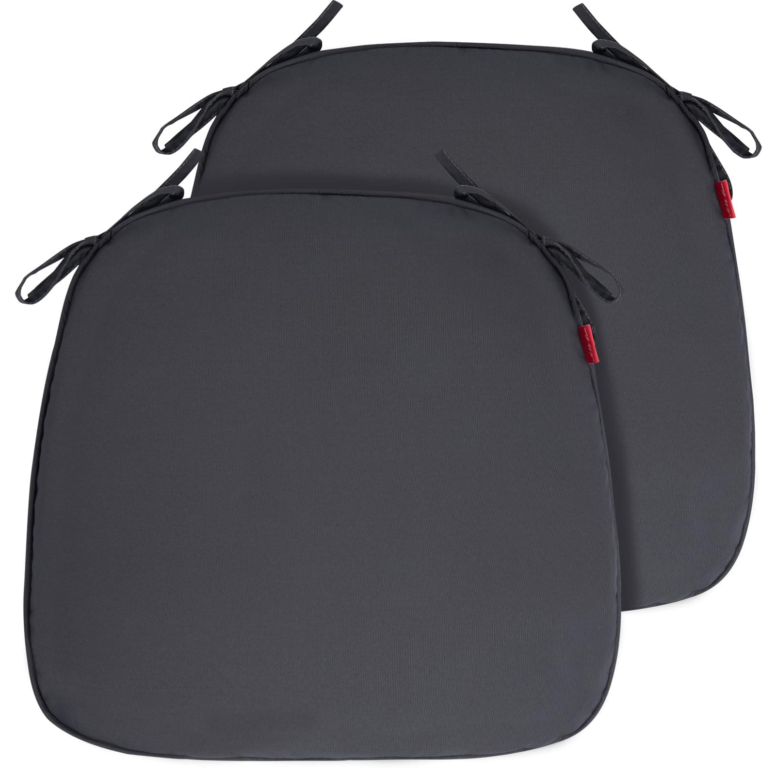 IN4 Care Indoor/Outdoor Chair Cushions 17"X16"X2" with Ties for Dining Chairs Set of 2, Waterproof U-Shaped Chair Pads, Foam Seat Cushions for Patio Kitchen Garden Office-Dark Gray