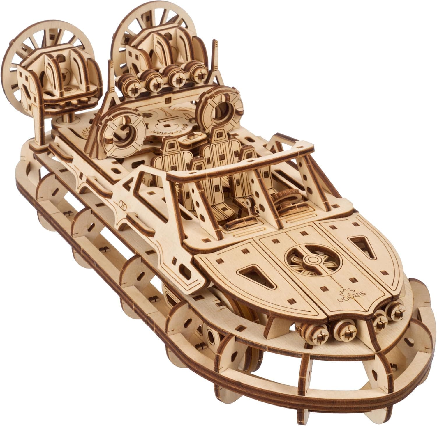Ugears Rescue Hovercraft, 3D Puzzle, 4.1-inch Height, Brown