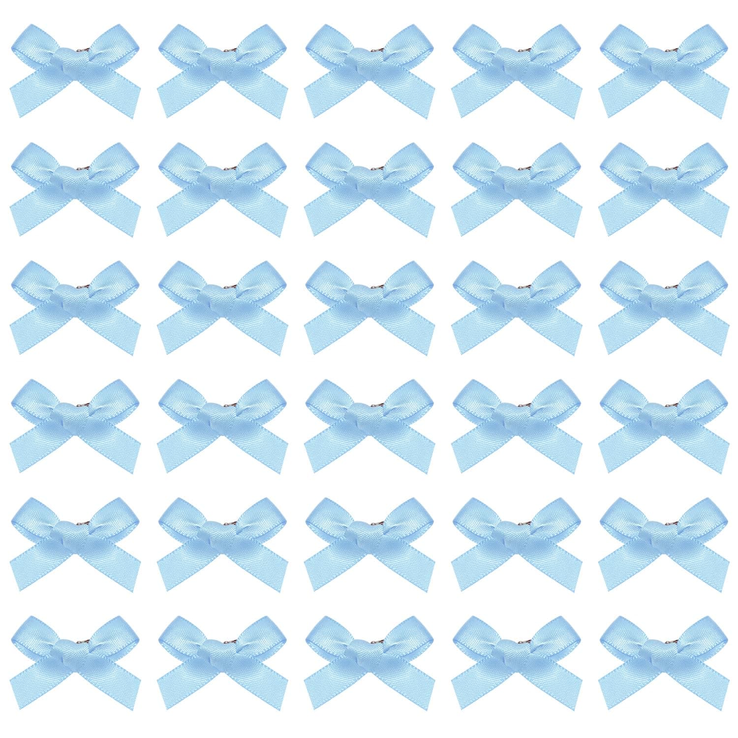 PPhtony Mini Hair Bow Clips 30Pcs Mixed Color Satin Hair Ribbon Bowknot Alligator Clips Barrettes for Women Girls Teens Braids Hair Decoration (Blue)