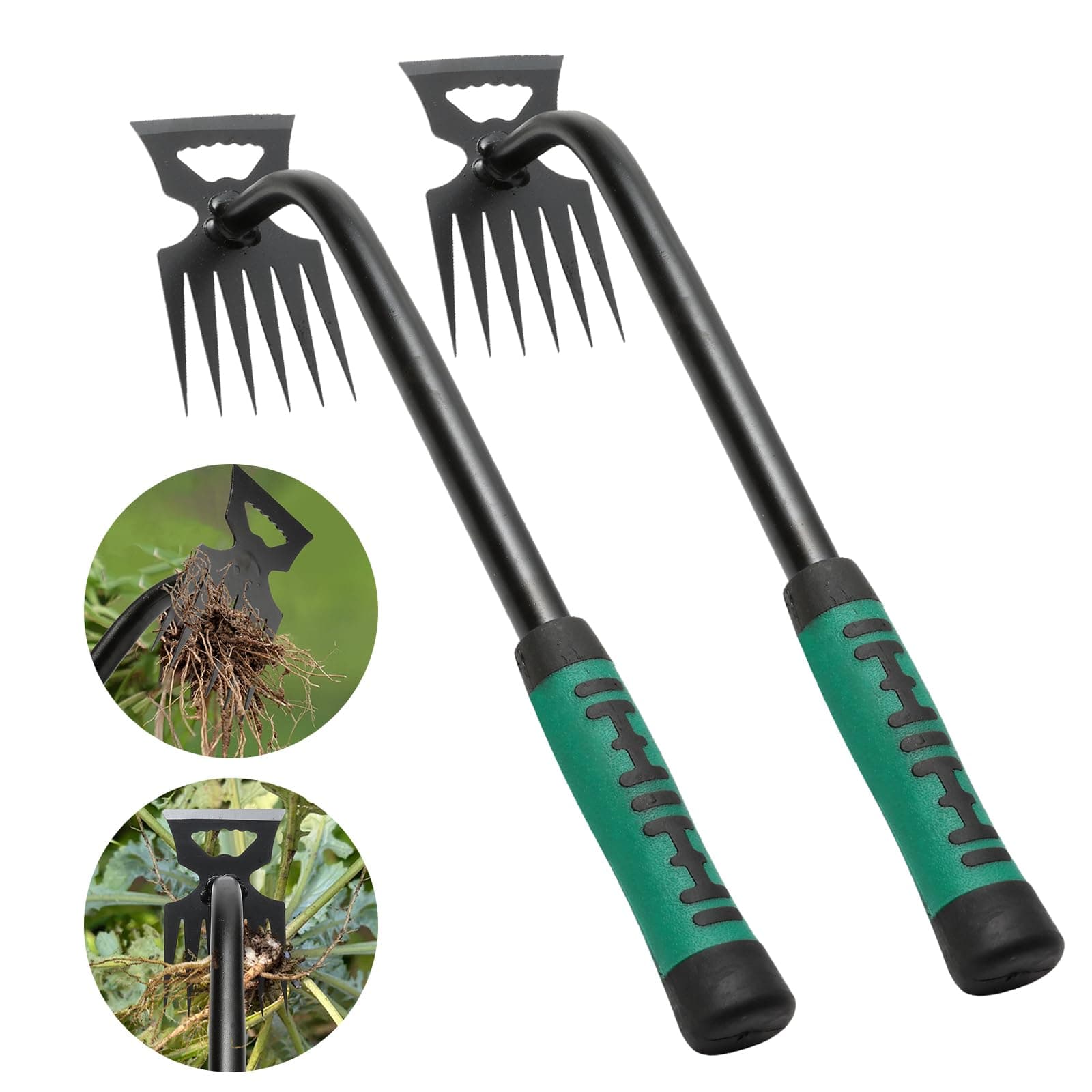 Gardening Hand Weeder Tools, Weeding Artifact Uprooting Weed Pulling Tool, Durable Manganese Steel Hand Weeder Tool, Manual Multifunctional Weeders Gardening Tools for Yard and Garden, 2 Pack