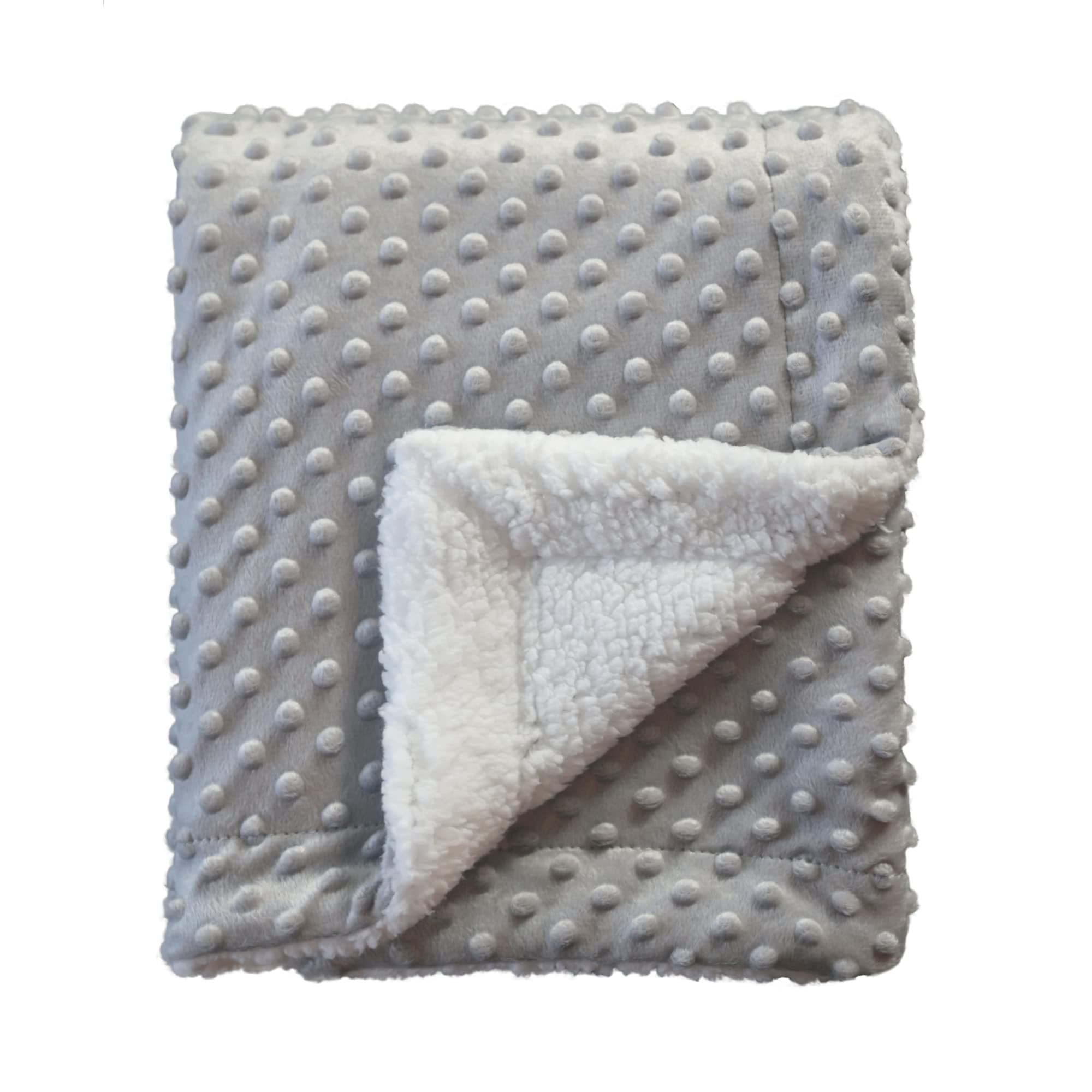 CREVENT Cozy Soft Warm Sherpa Baby Blanket for Infant Toddler's Crib Cot Stroller Gifts for Baby Boys All Season Use (30"X40" Light Grey dot)