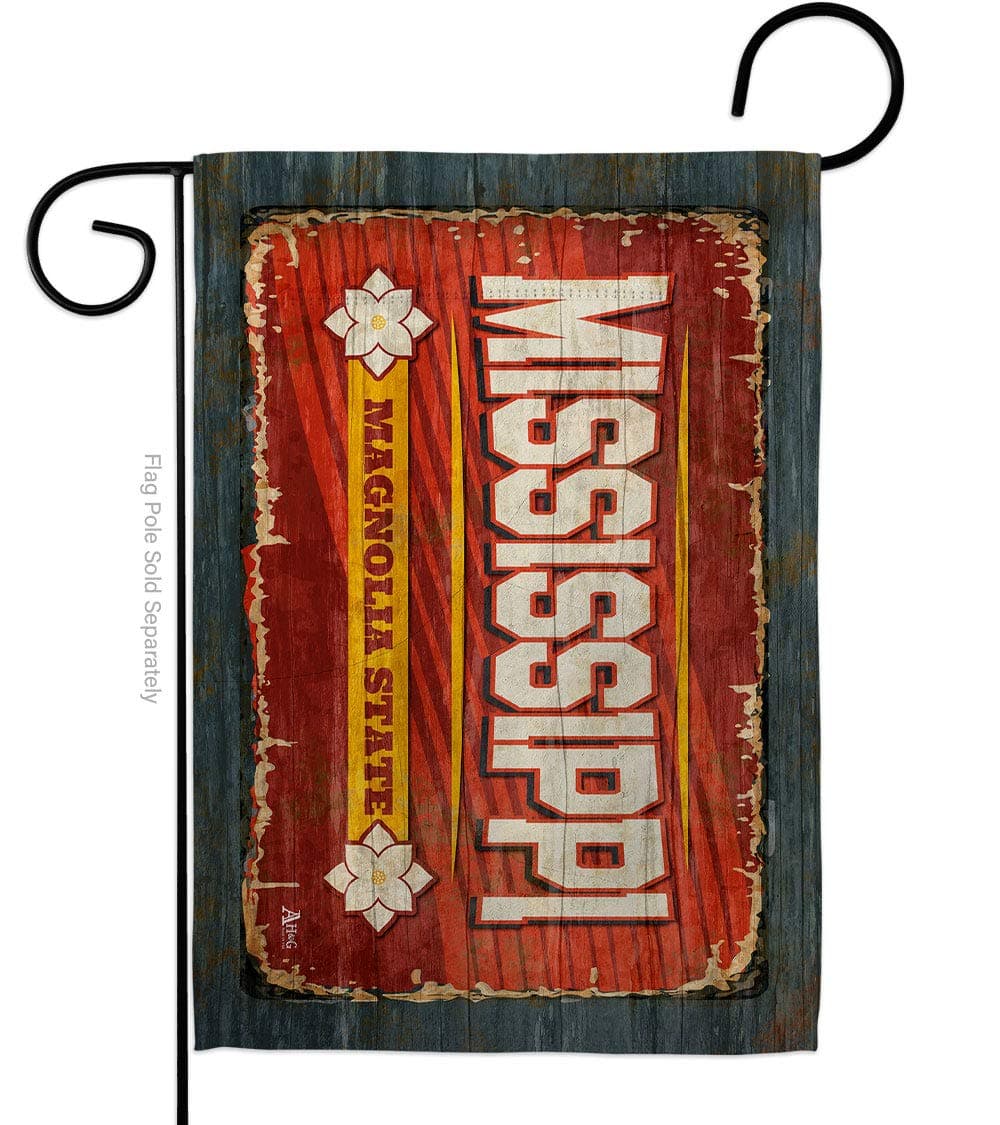 Americana Home & Garden Mississippi Vintage Garden Flag Regional States American Territories Republic Country Particular Area House Decoration Banner Small Yard Gift Double-Sided, Made In USA