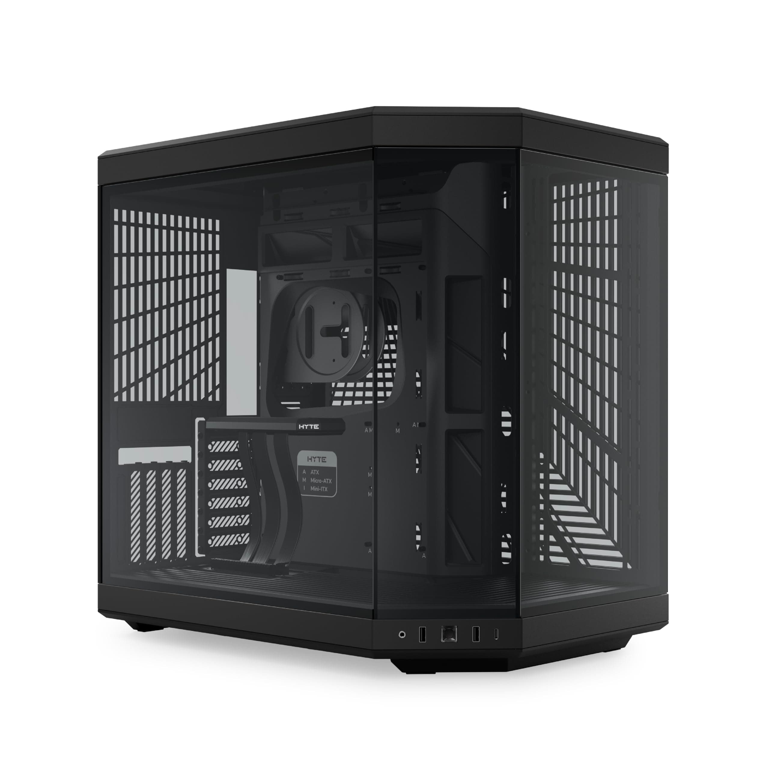 Hyte Y70 Upgraded Modern Aesthetic Dual Chamber Panoramic Tempered Glass Mid-Tower ATX Computer Gaming Case with PCIE 4.0 Riser Cable Included, Black (CS-HYTE-Y70-B)