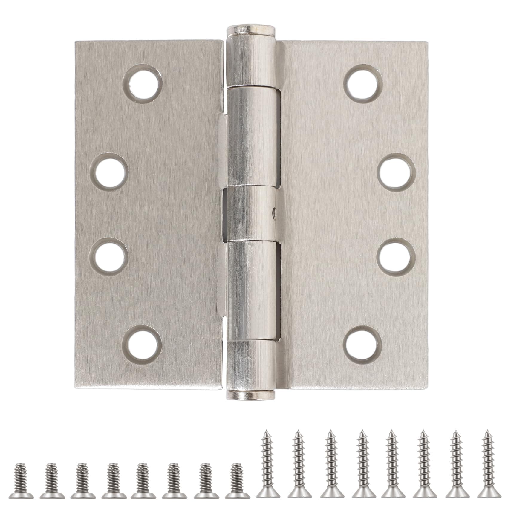 2 Pack Heavy Duty Industrial Grade Hinges for Metal 4 ½"x 4 ½" Satin Nickel Commercial Door Hinge 4-1/2 x 4-1/2 Full Mortise Square Interior/Exterior Hinges for Residential Doors Barn Gate Office