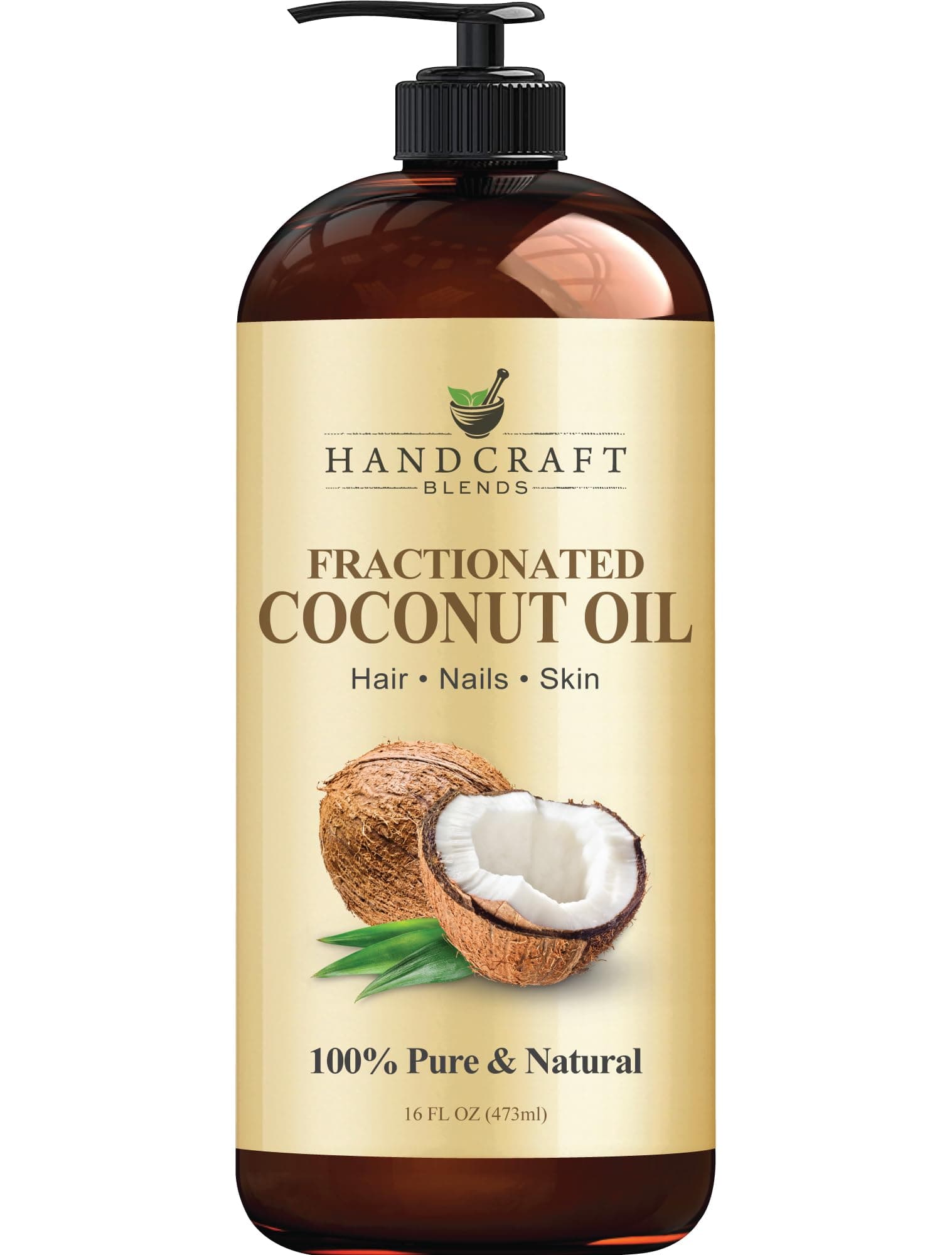 Handcraft Blends Fractionated Coconut Oil - 473 ml - 100% Pure and Natural - Premium Grade Carrier Oil for Skin and Hair - Hair and Body - Massage - Hair Tonic