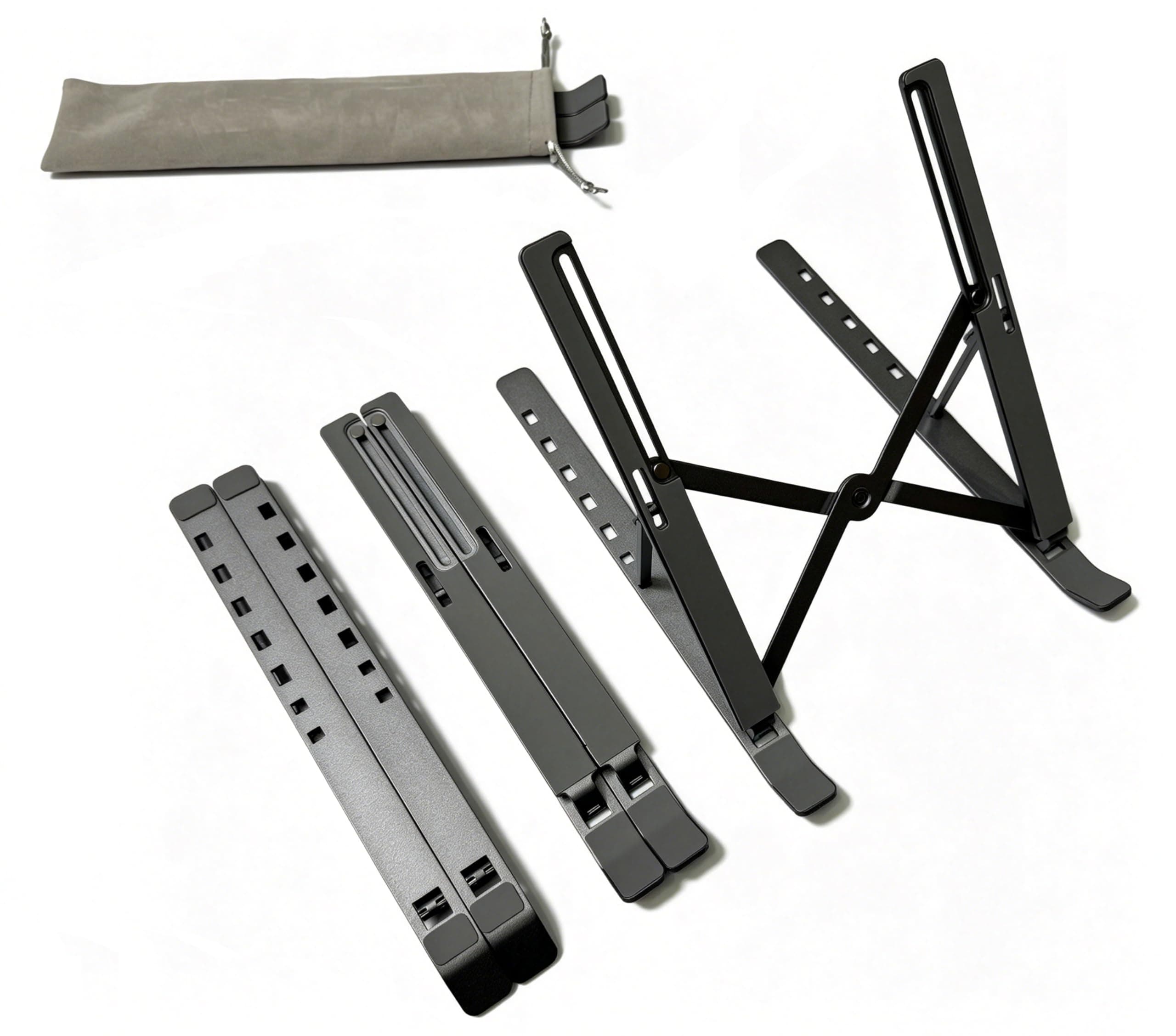Qziano Portable Aluminum Alloy Laptop Stand, 7-Level Adjustable, Foldable, Ergonomic, Suitable for Laptops up to 18 Inches, Grey Metal