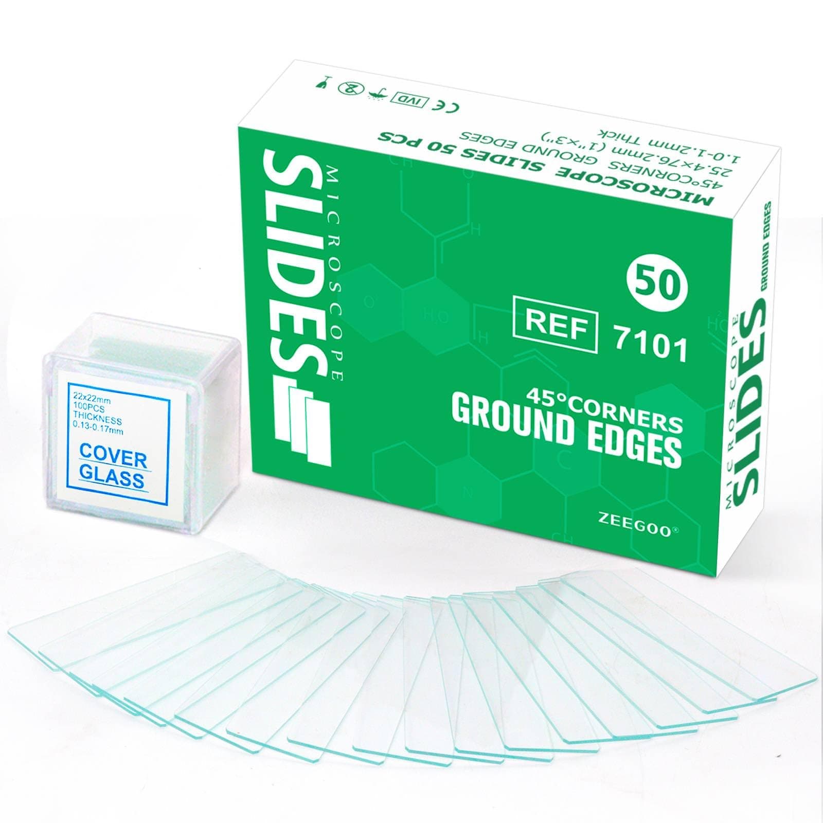 ZEEGOO Microscope Slides and Covers, 50 Blank Glass Slides + 100 Coverslips