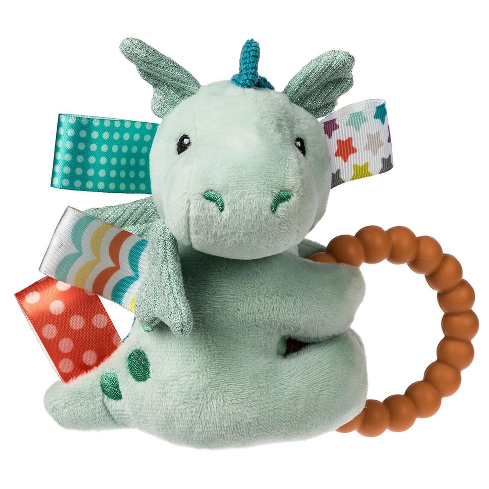 Mary Meyer, 41640M, Taggies Soft Baby Rattle with Soothing Teether and Sensory Labels, 6-Inch, Drax Dragon
