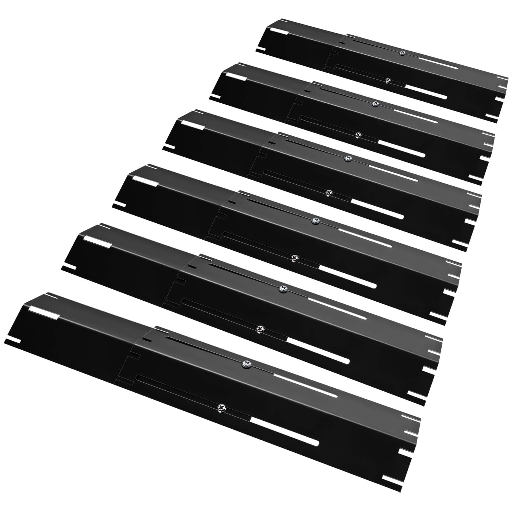 Unicook Adjustable Grill Burner Covers for Gas Grill, Porcelain Steel Heat Plate Shields, BBQ Heat Tents, Heavy Duty Flame Tamer, Barbecue Replacement Parts, Extends from 11.75" up to 21" L, 6 Pack