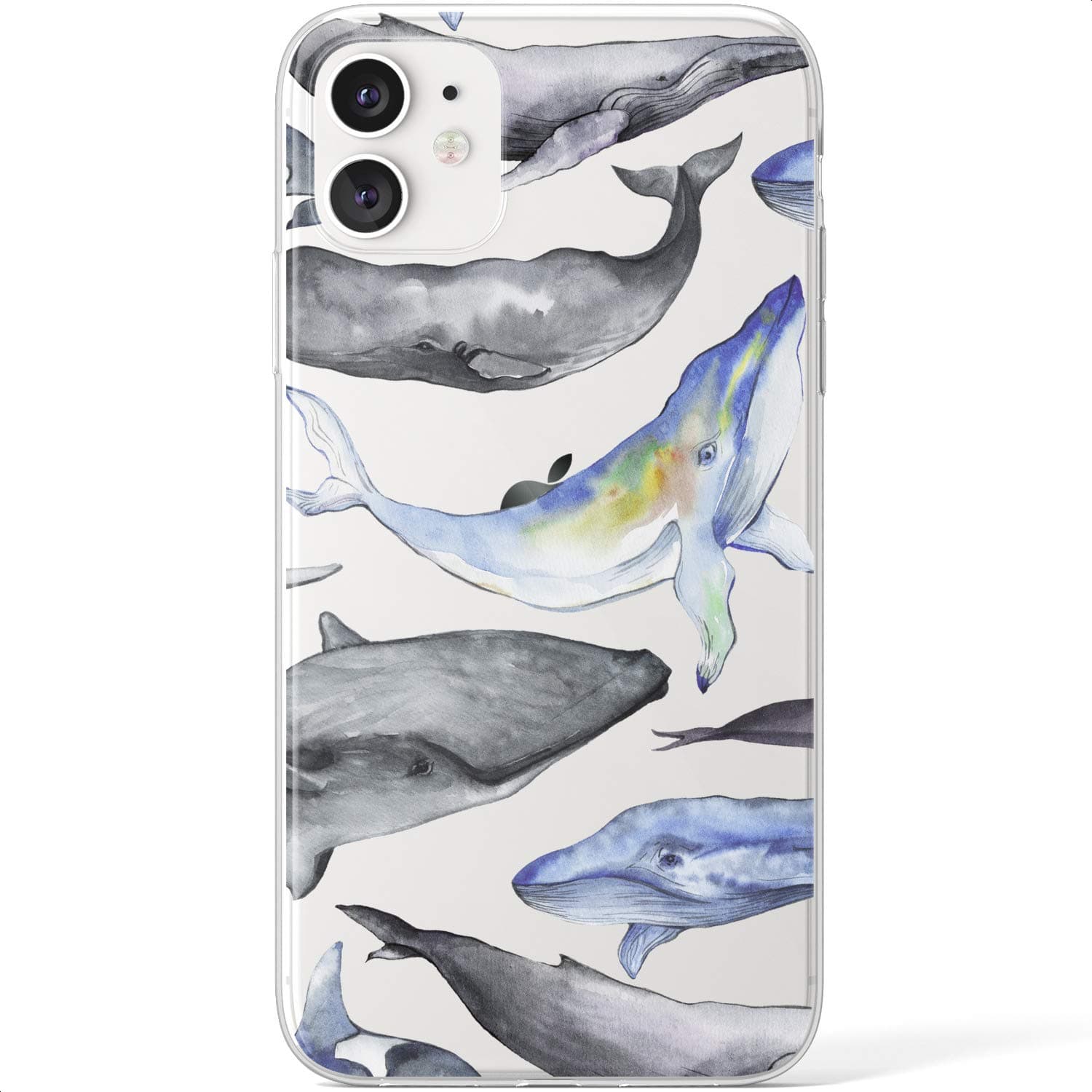 Mertak Case Compatible with iPhone 17 Air 16e 15 14 Plus 13 Pro Max 12 Mini 11 SE Xr X Silicone TPU Blue Girls Whales Protective Watercolor Design Fish Slim Animal Lightweight Women Cover Clear