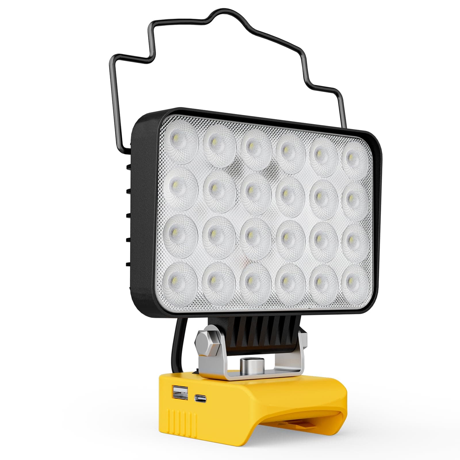 LIVOWALNY LED Work Light Compatible with Dewalt 20V Battery, 88W 8800LM Battery Flashlight Cordless, Portable Tools LED Floodlight with USB A & USB C Output Port for Camping, Hiking