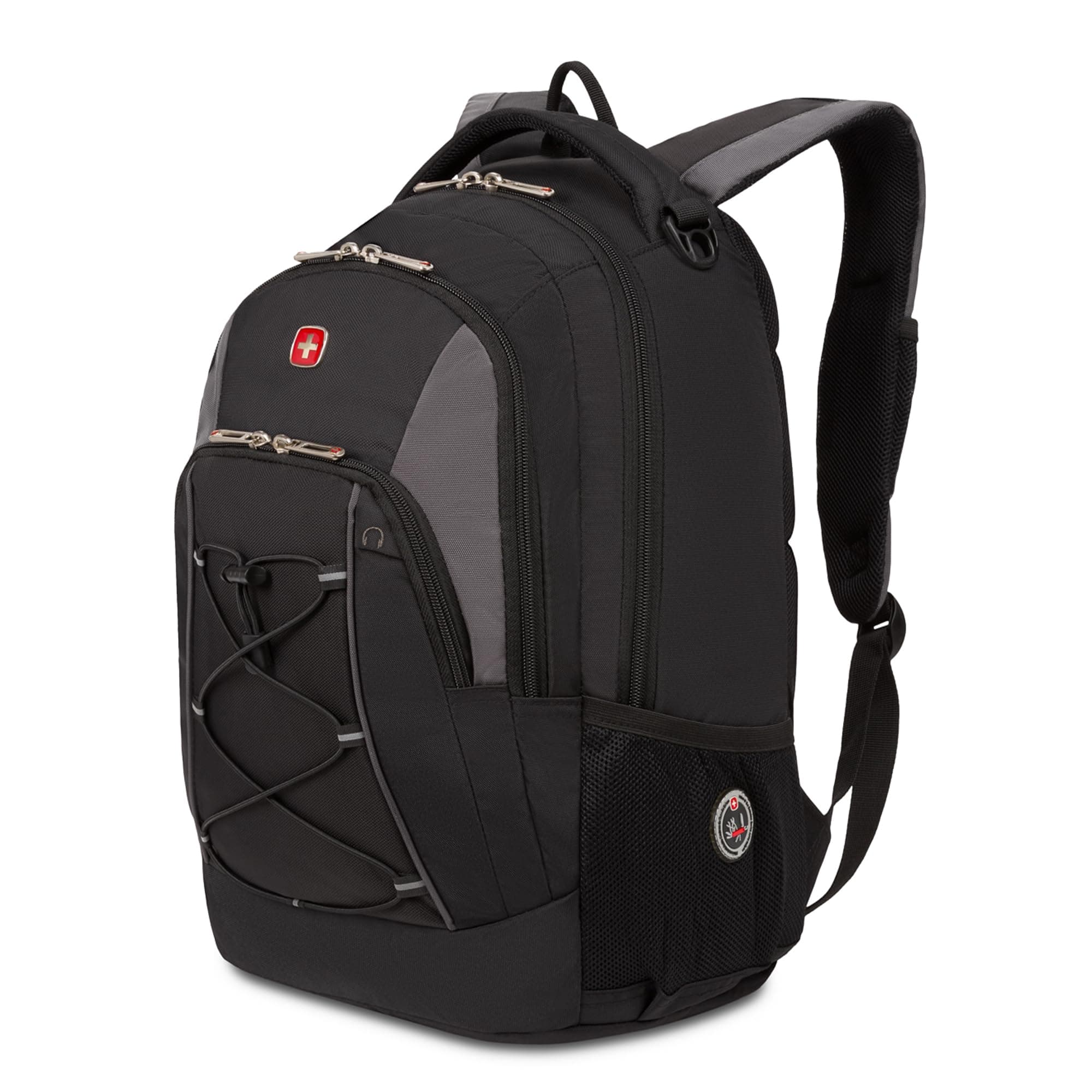 SwissGear Travel Gear Bungee Backpack (Black/Grey) - Dimensions 17.5 x 11.5 x 7.5 inches