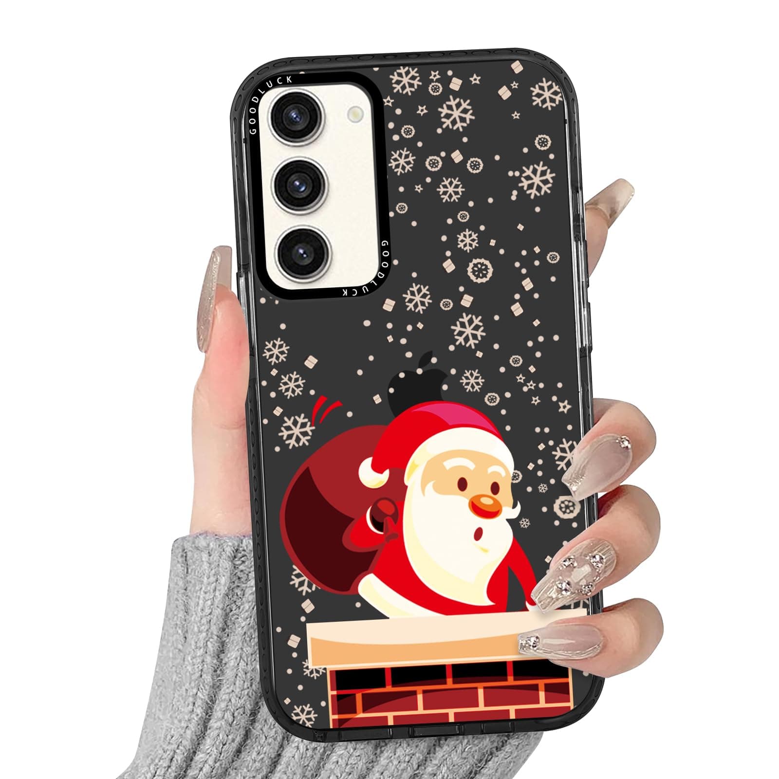 RUMDEY Christmas Black Print Phone Case for Samsung Galaxy S23 5G 6.1",Aesthetics Pattern Design Soft TPU Silicone Xmas Cases, Shockproof Bumper Protector Camera Girls Women Cover,Santa Claus B