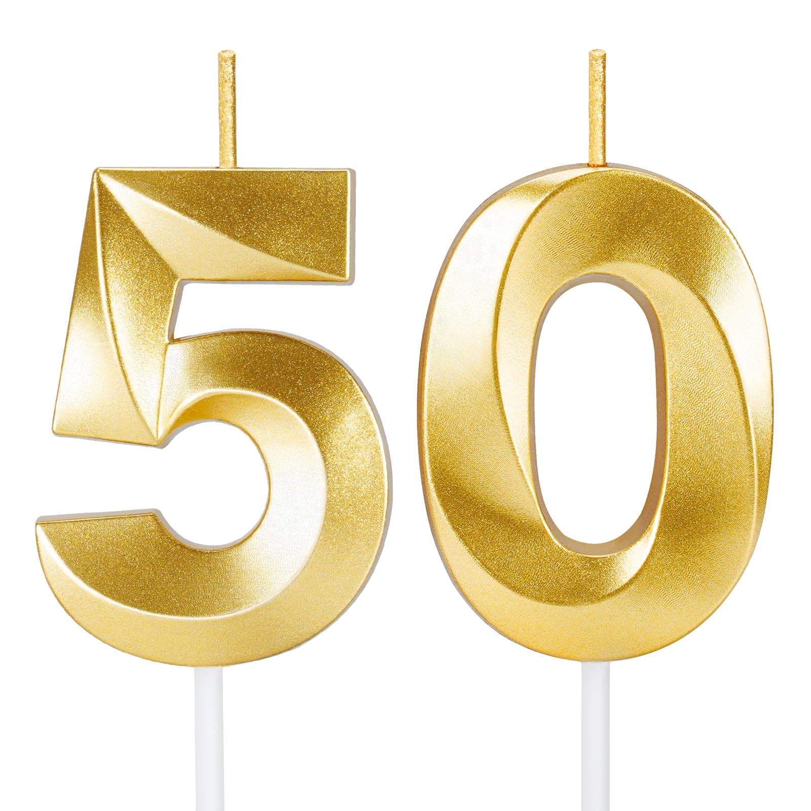ROYOROYI 50th Birthday Decorations, Gold Number 50 Candles for Cake